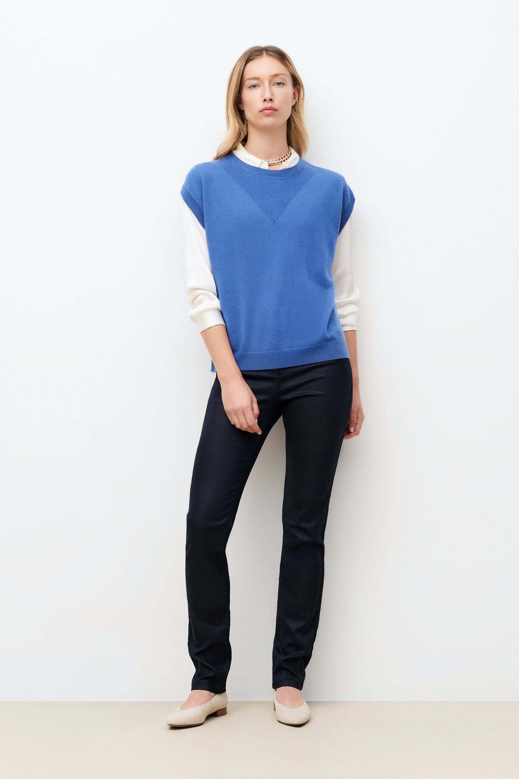 Pull mathilde 100% laine bleu gris femme