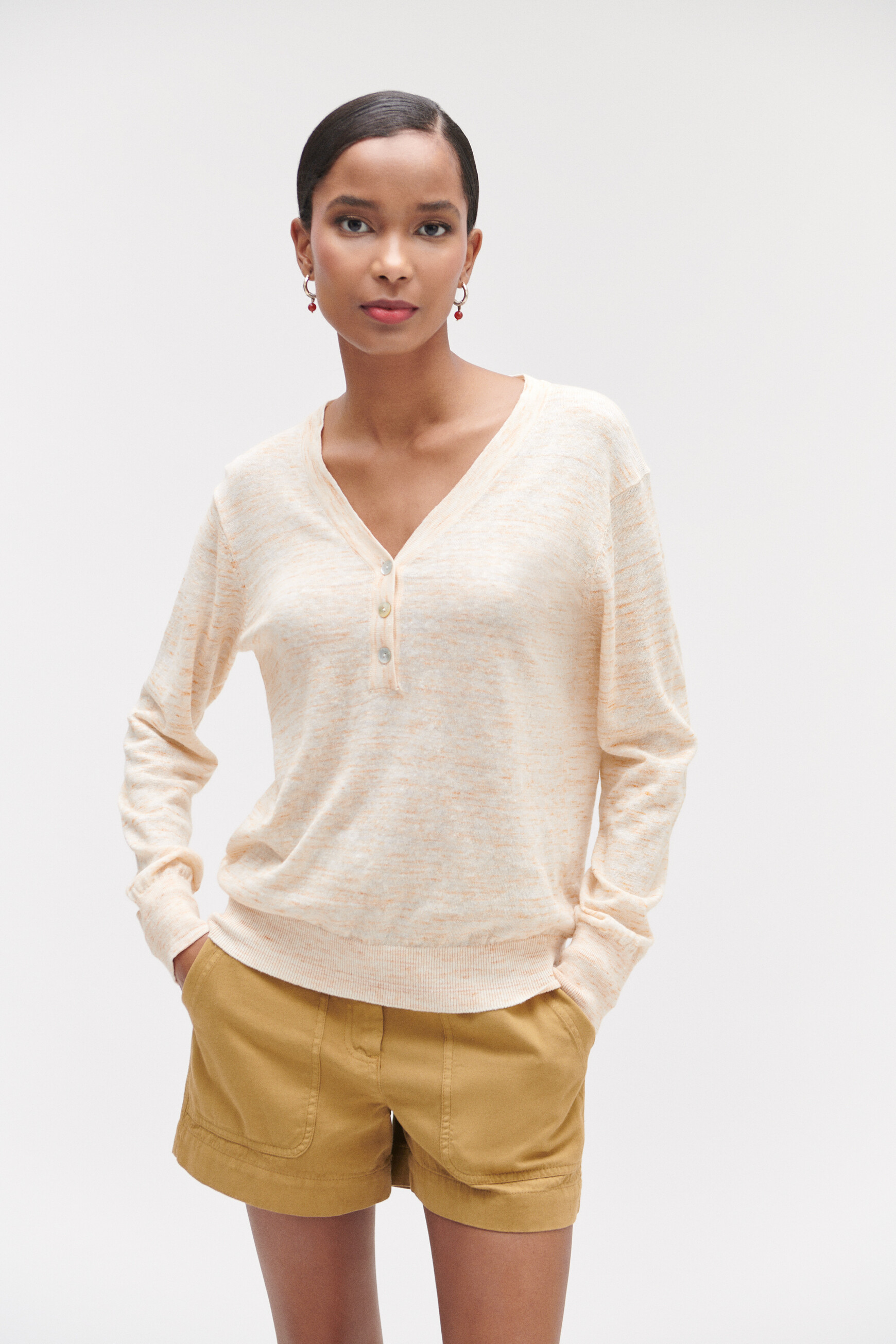 Pullover Tim tunesischer Kragen giallo mosto damen