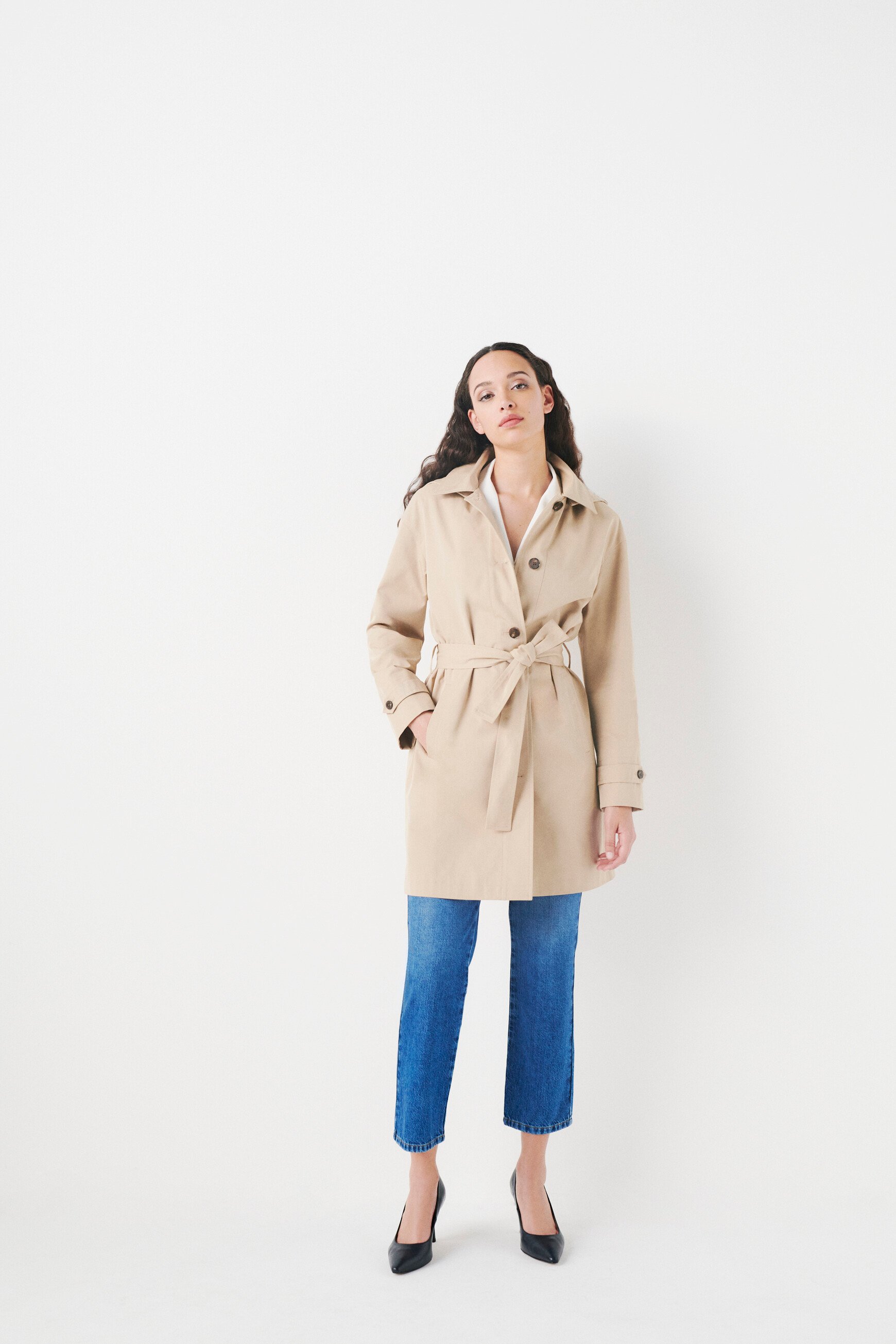 trench gabardine zand vrouw trench gabardine zand vrouw
