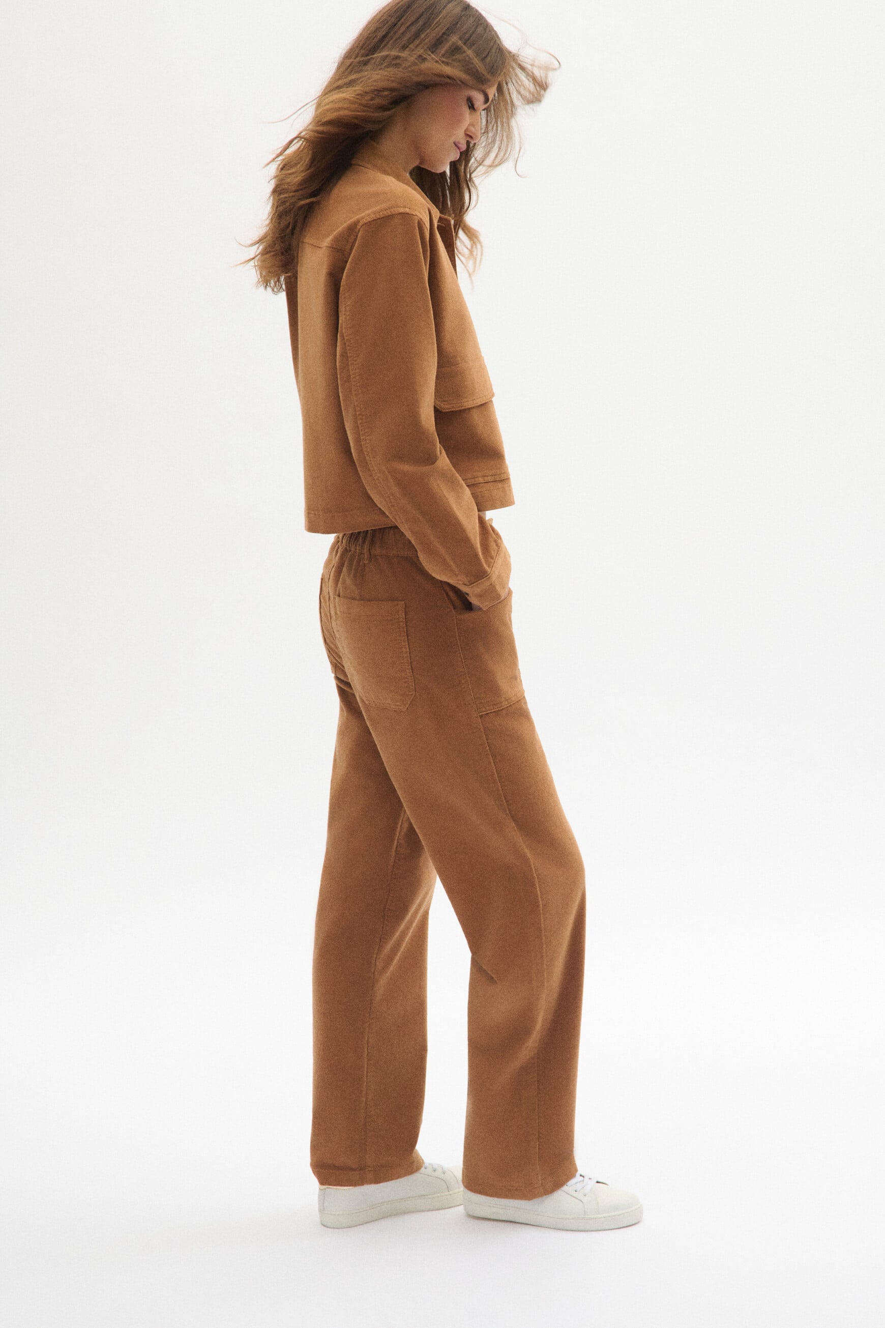 Pantalon Pygmalionvelours camel femme