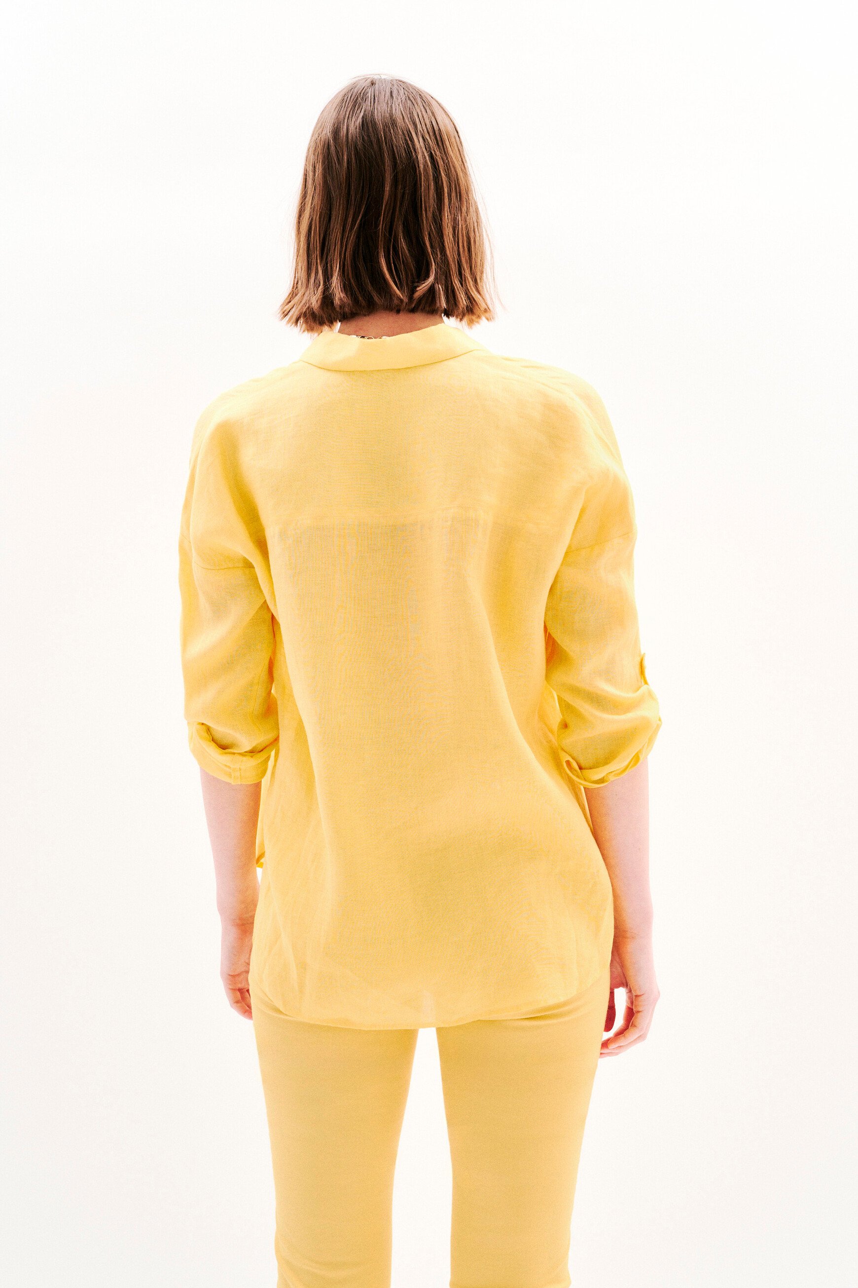 camisa csandinette 100 lino amarillo limon mujer Camisa Csandinette 100% lino amarillo limón mujer