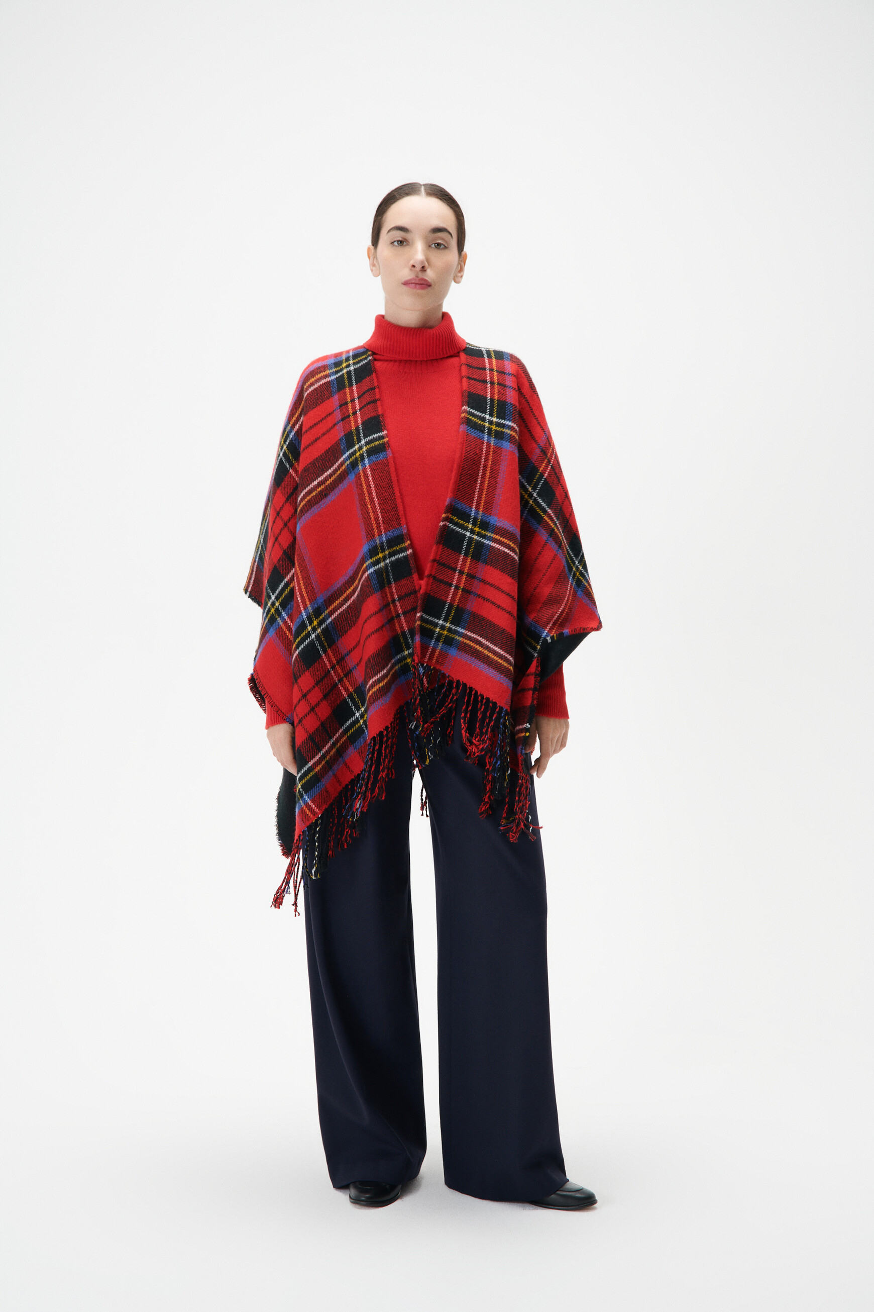 Poncho hadict rouge femme