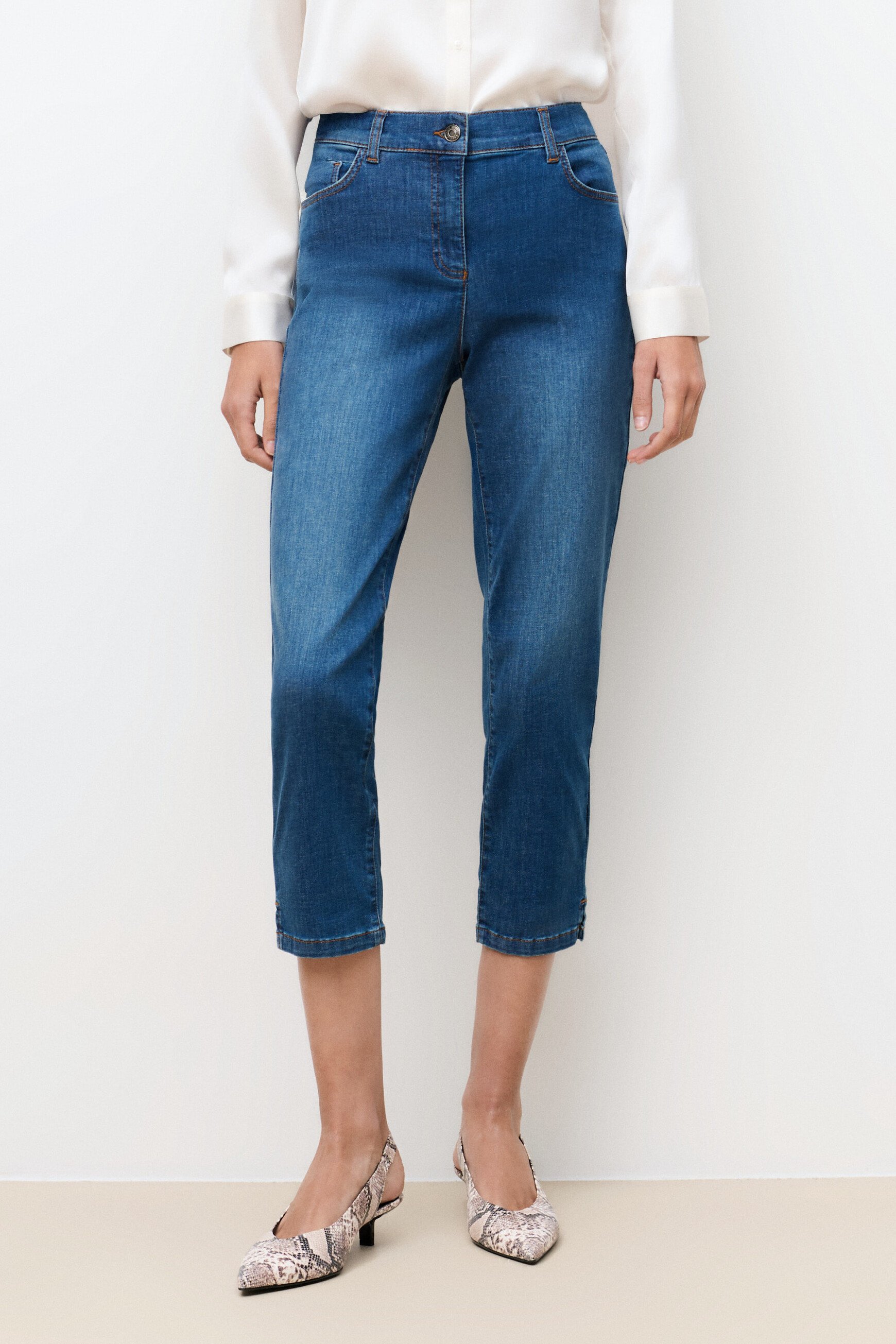 calças de ganga corsários caleb b denim stone mulher