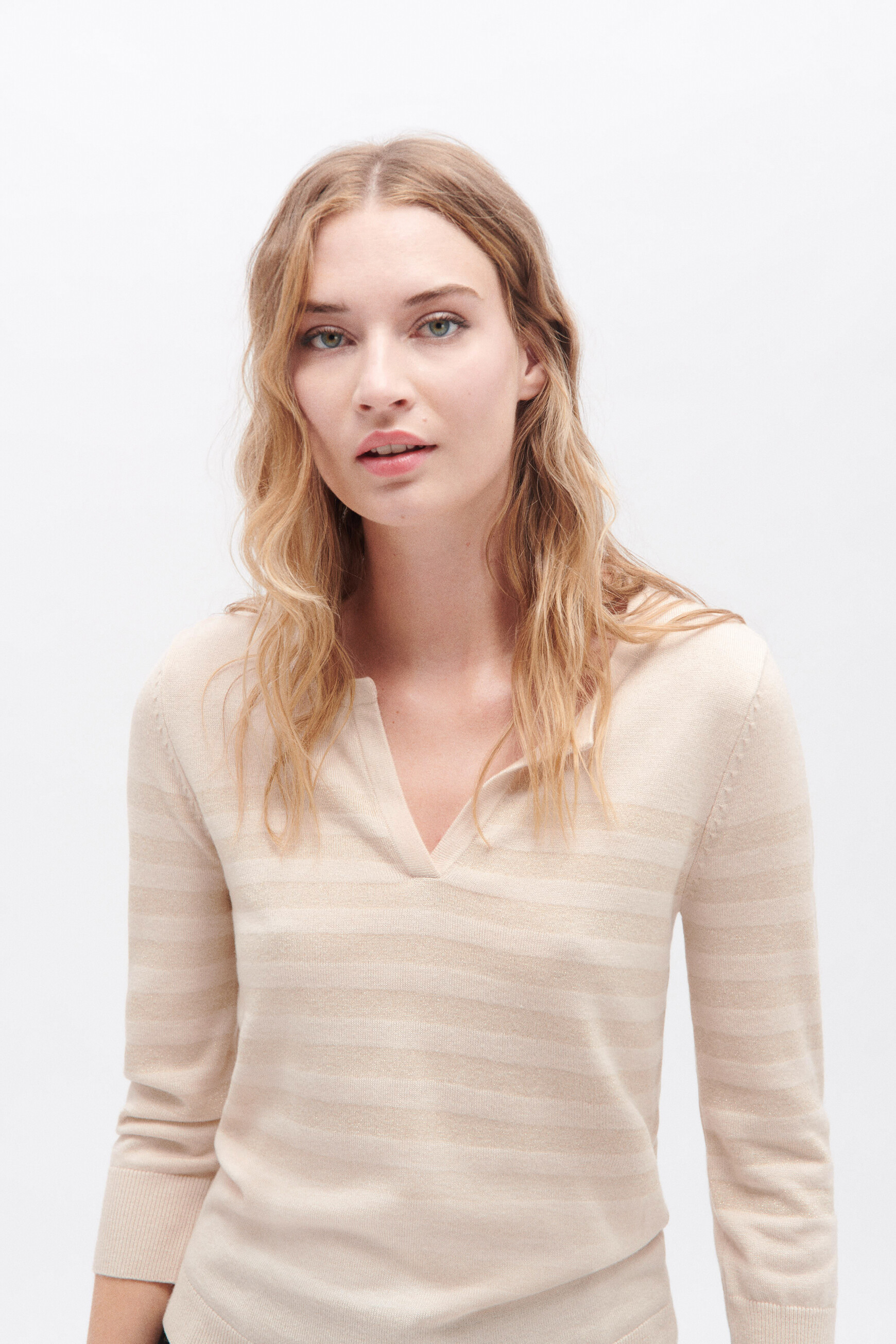 Pull fin sales beige femme