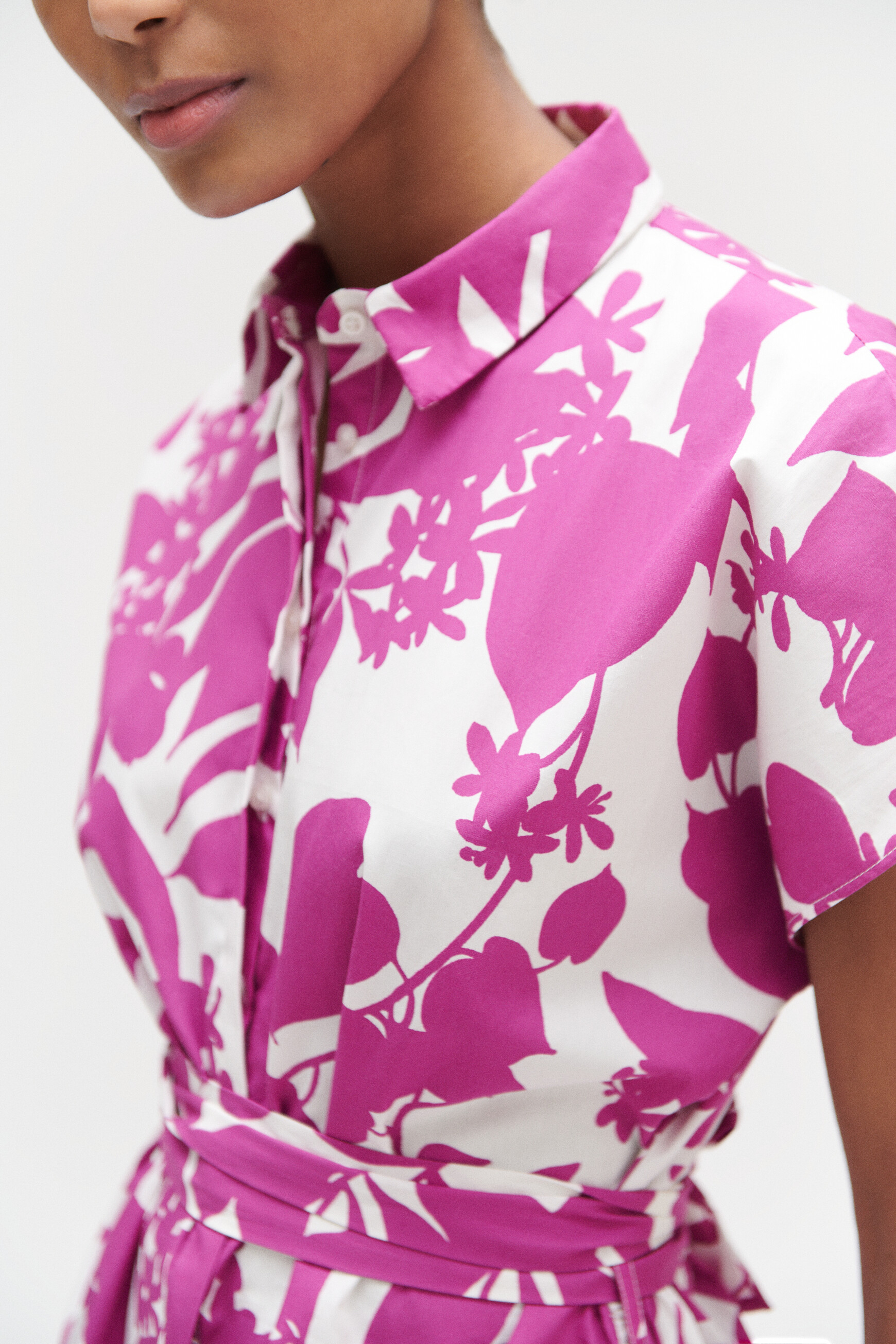 chemise carmen fleurie violet femme Chemise carmen fleurie violet femme