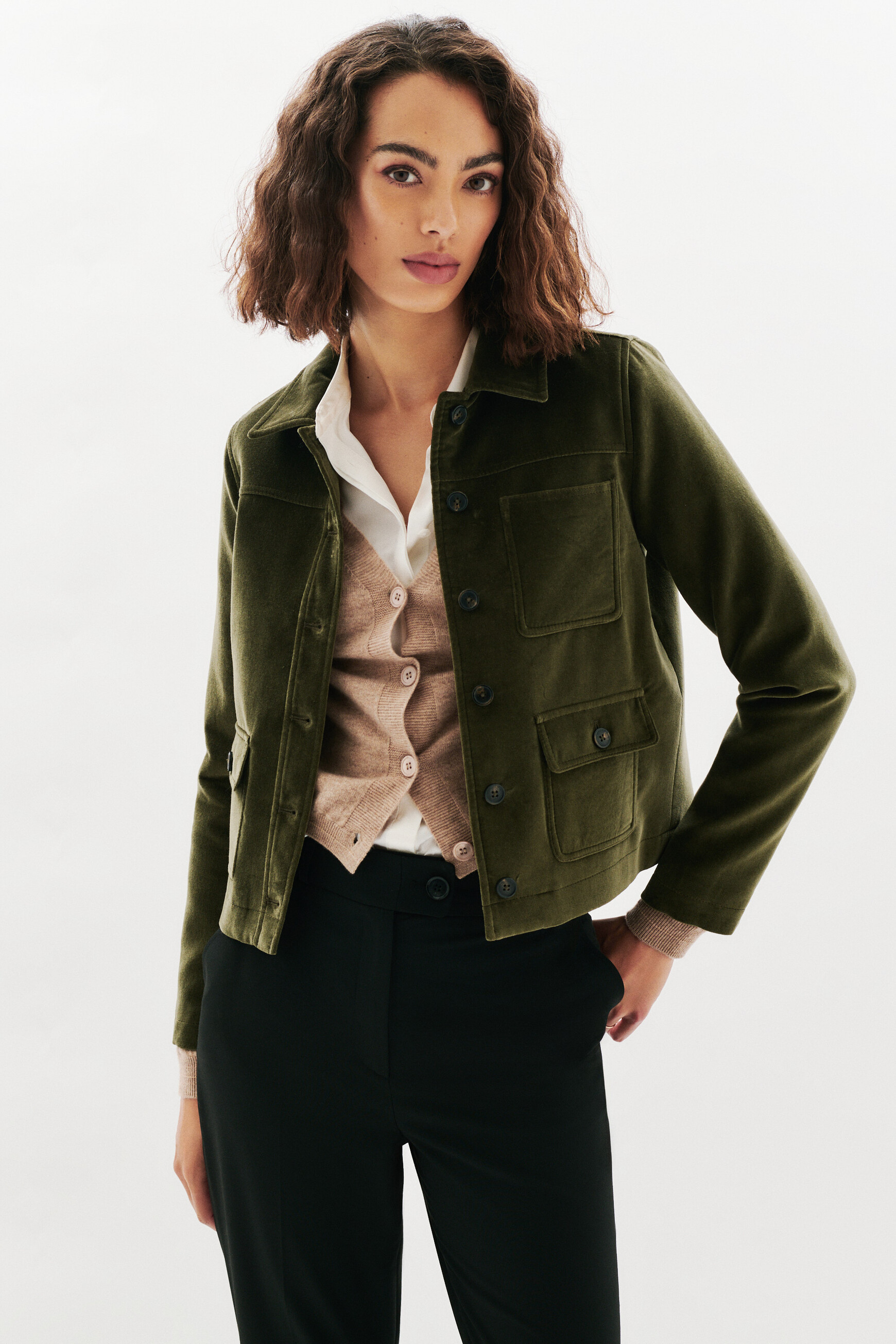Vminatavelours jacket khaki green woman