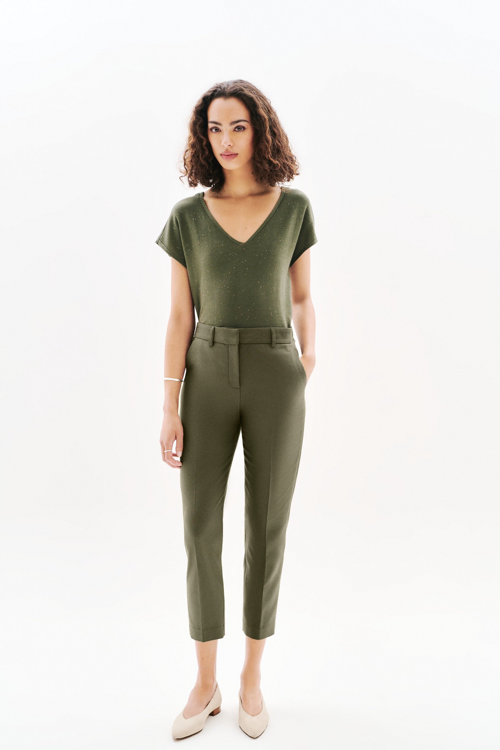 pantalon psidiko2 vert kaki femme Pantalon psidiko2 vert kaki femme