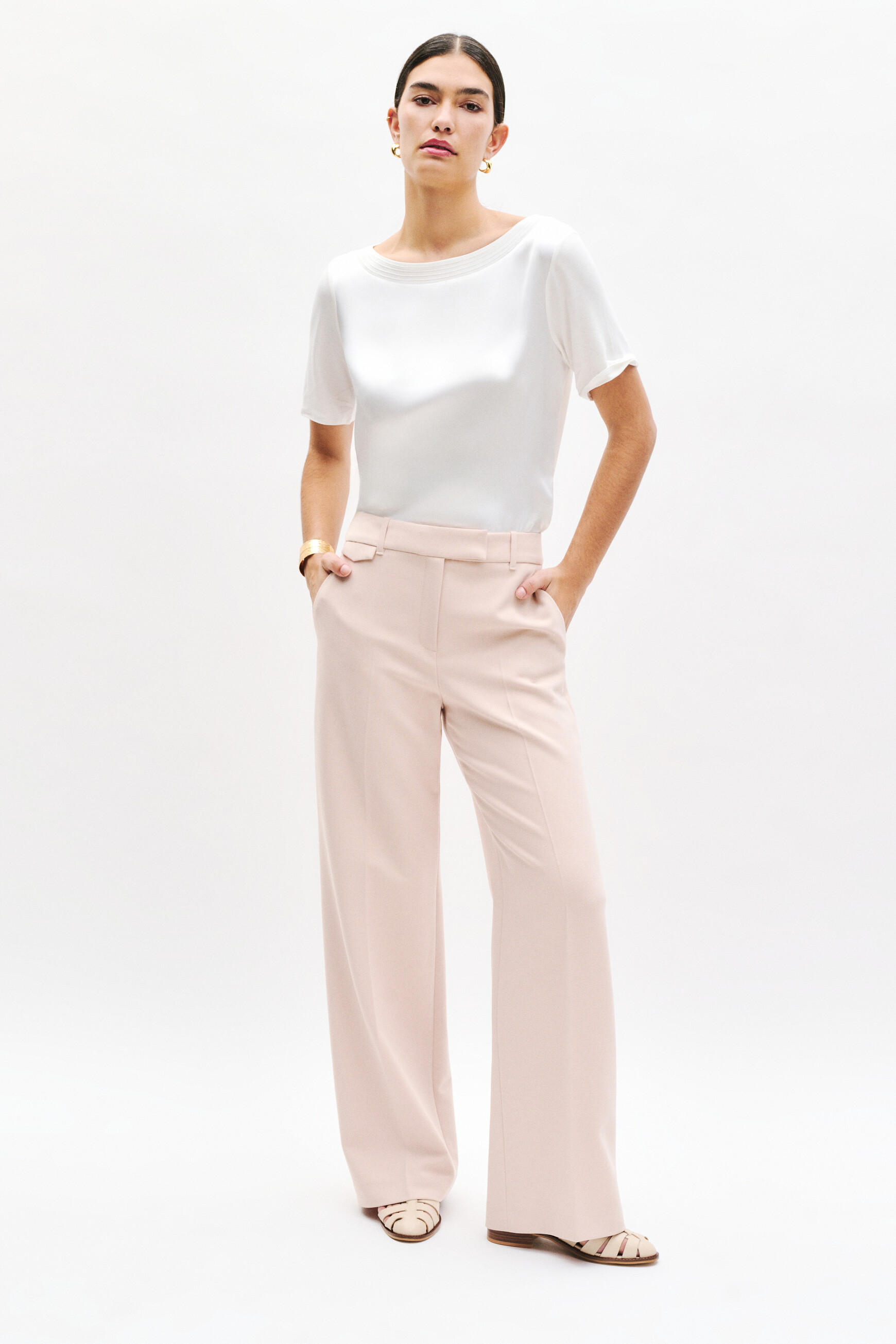 pantalon pvalerie rose poudree femme Pantalon Pvalerie rose poudrée femme
