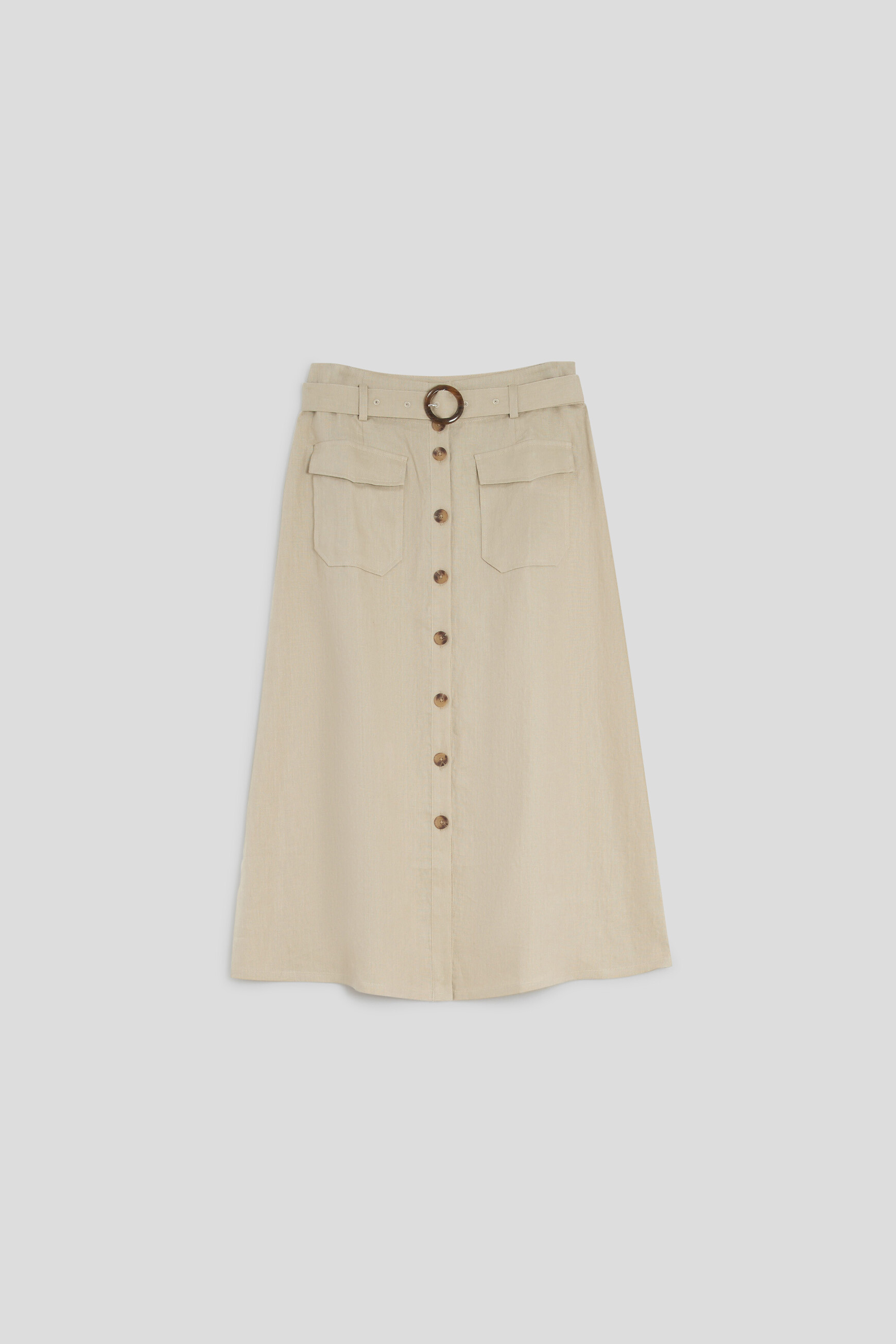 Gonna Agnes 100% lino grigio talpa donna