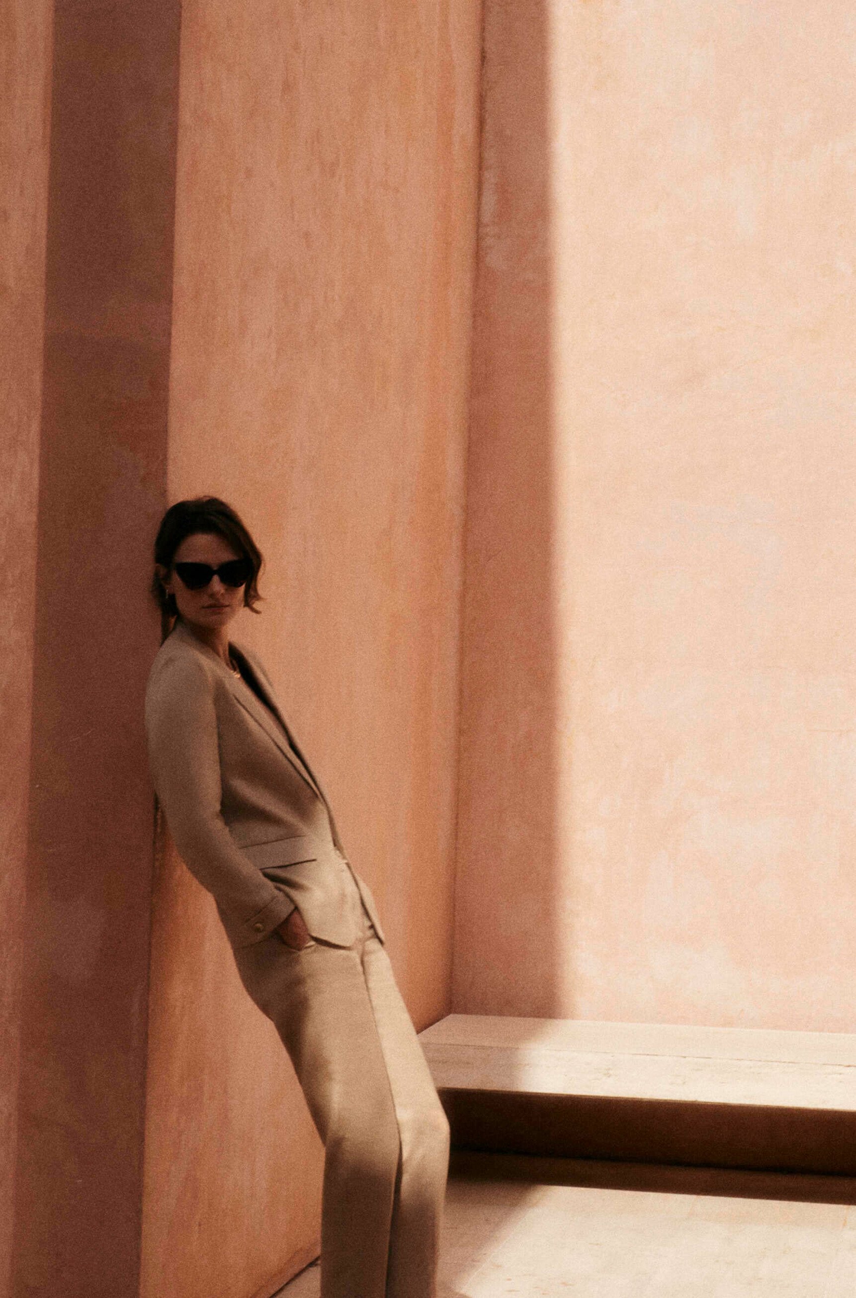 Tailleur shop beige femme
