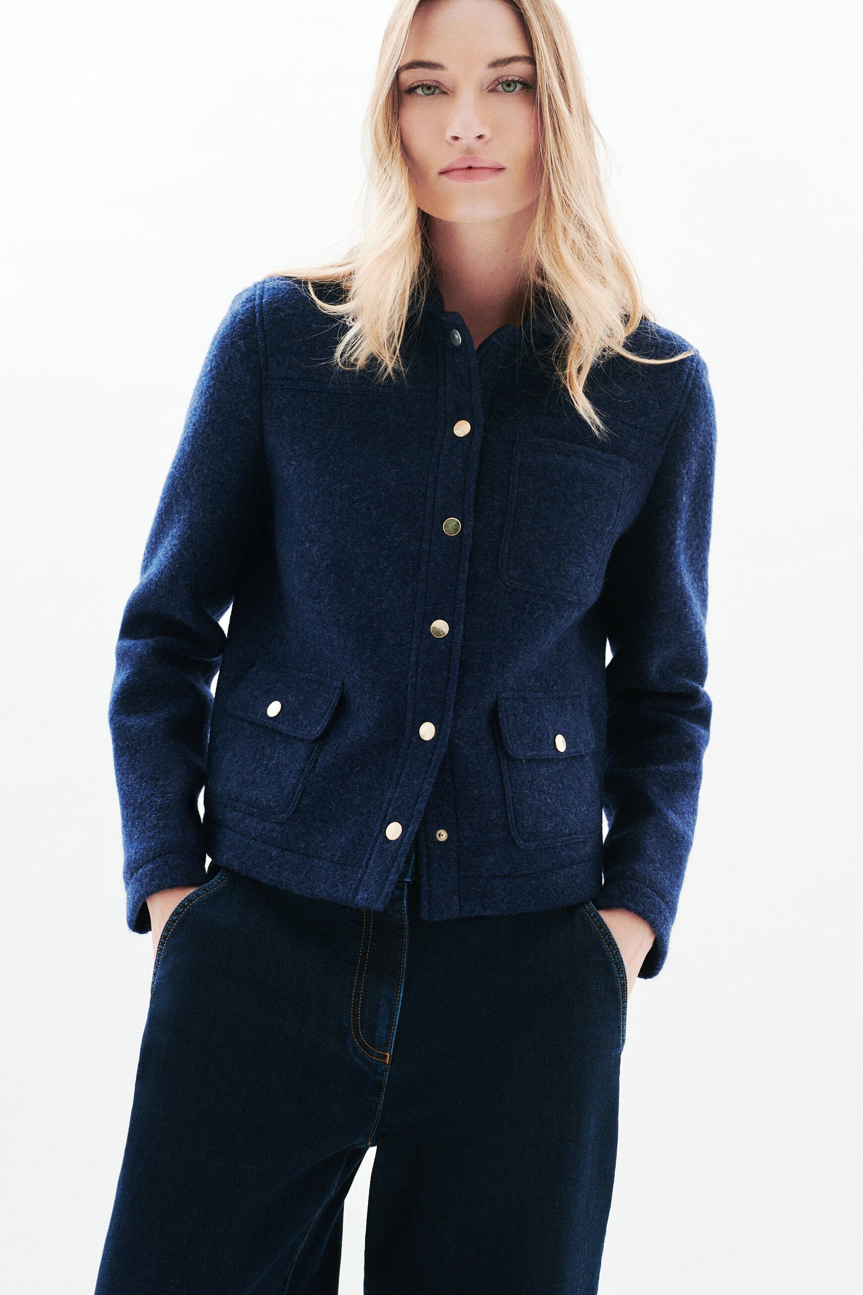 Veste Vminatalaine 100% laine bleu marine femme