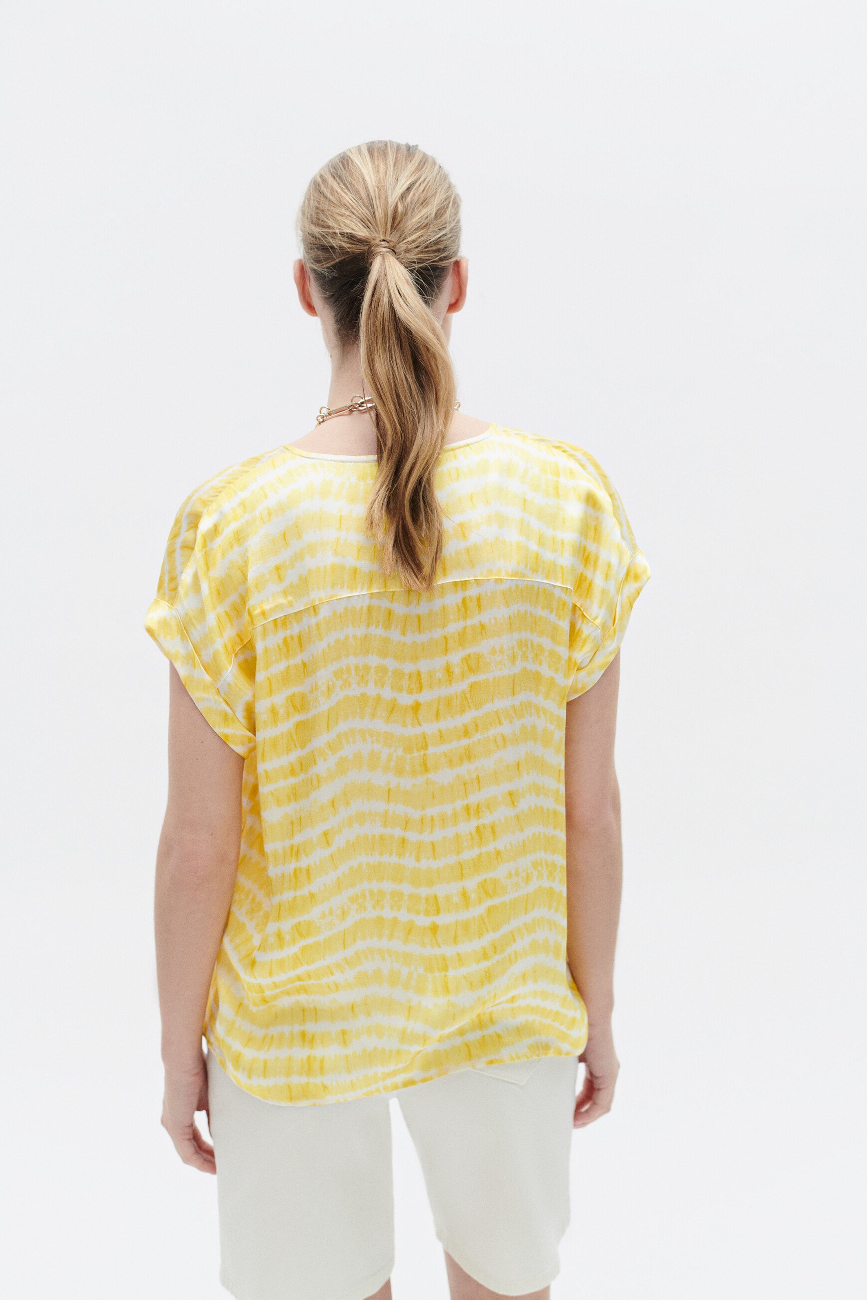 Chemise colombes jaune femme
