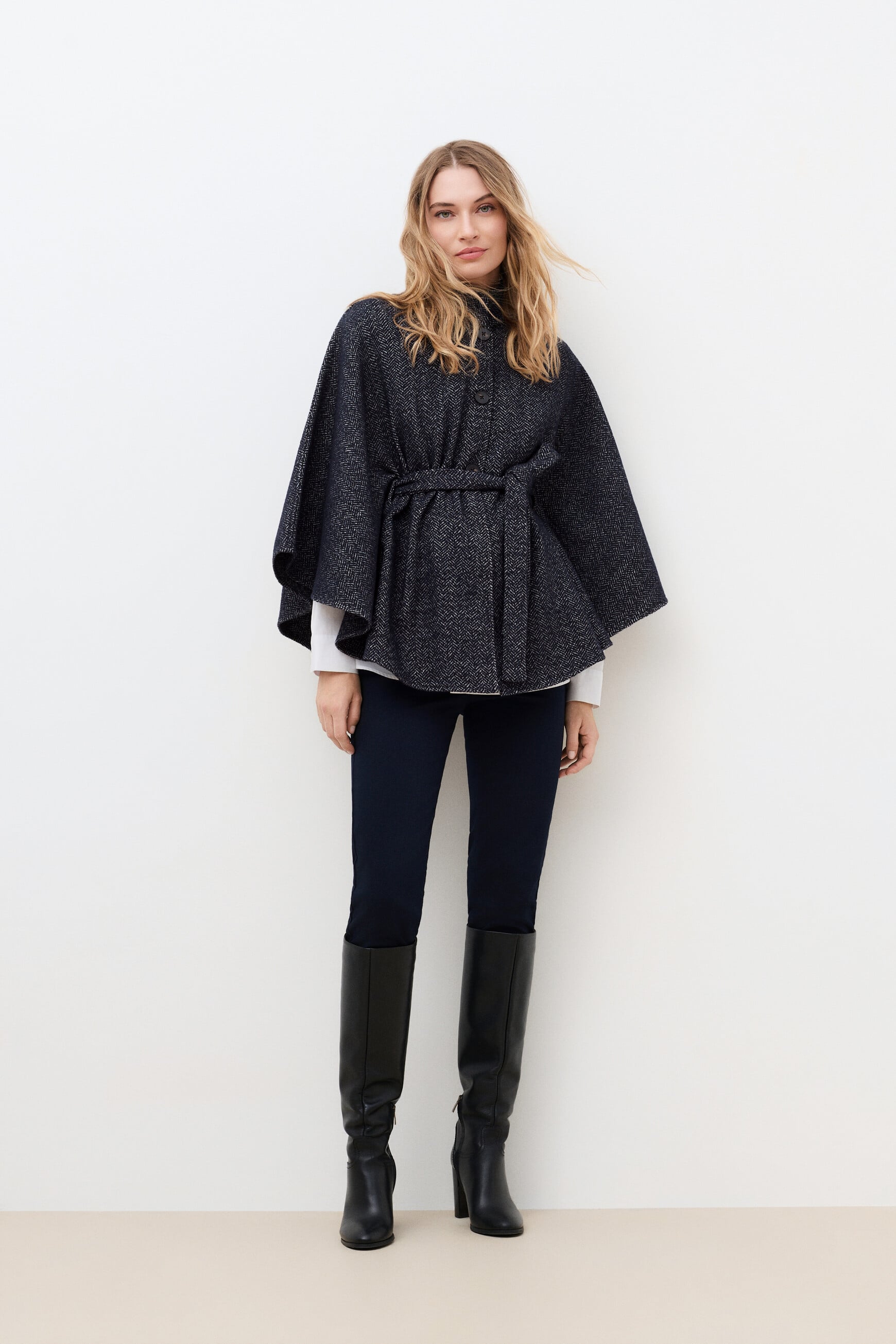 Hacaro4 poncho navy blue woman