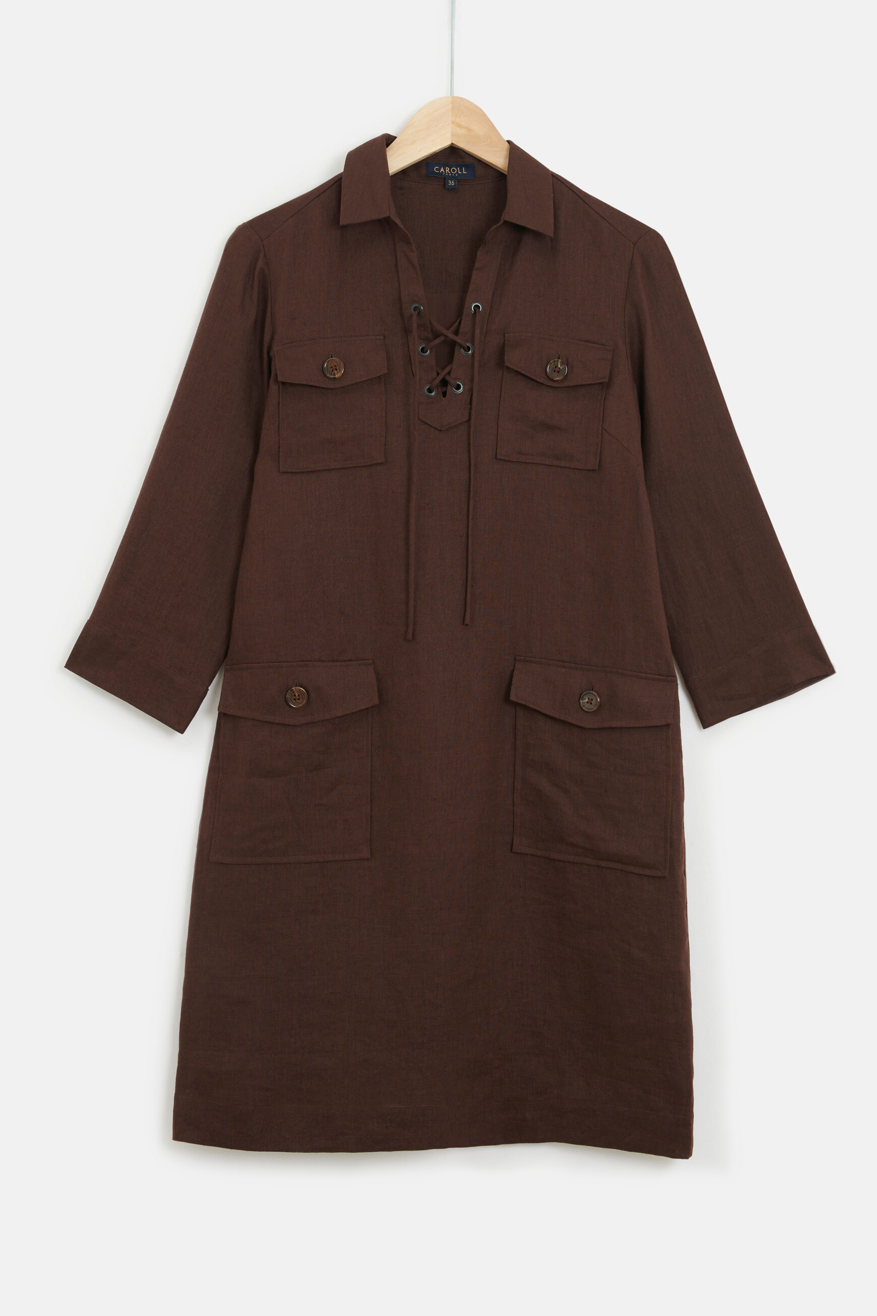 robe meyer 100 lin marron fonce femme