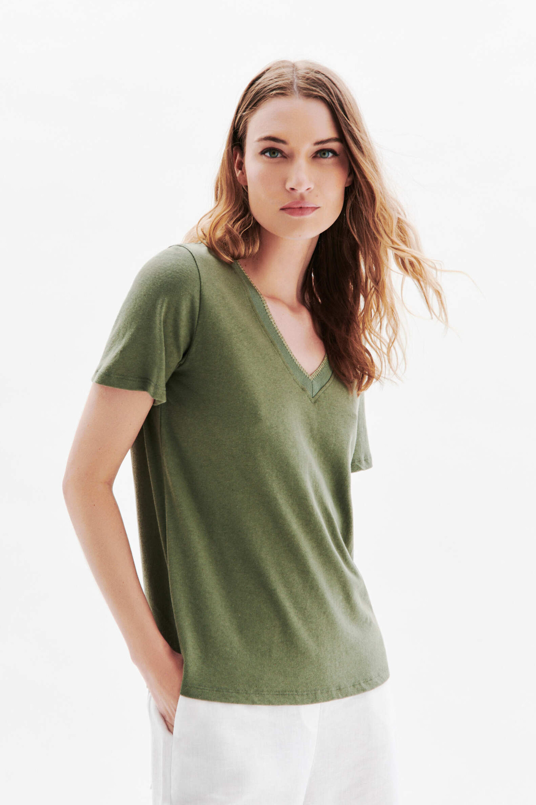 jin t shirt khaki green woman Jin t-shirt khaki green woman