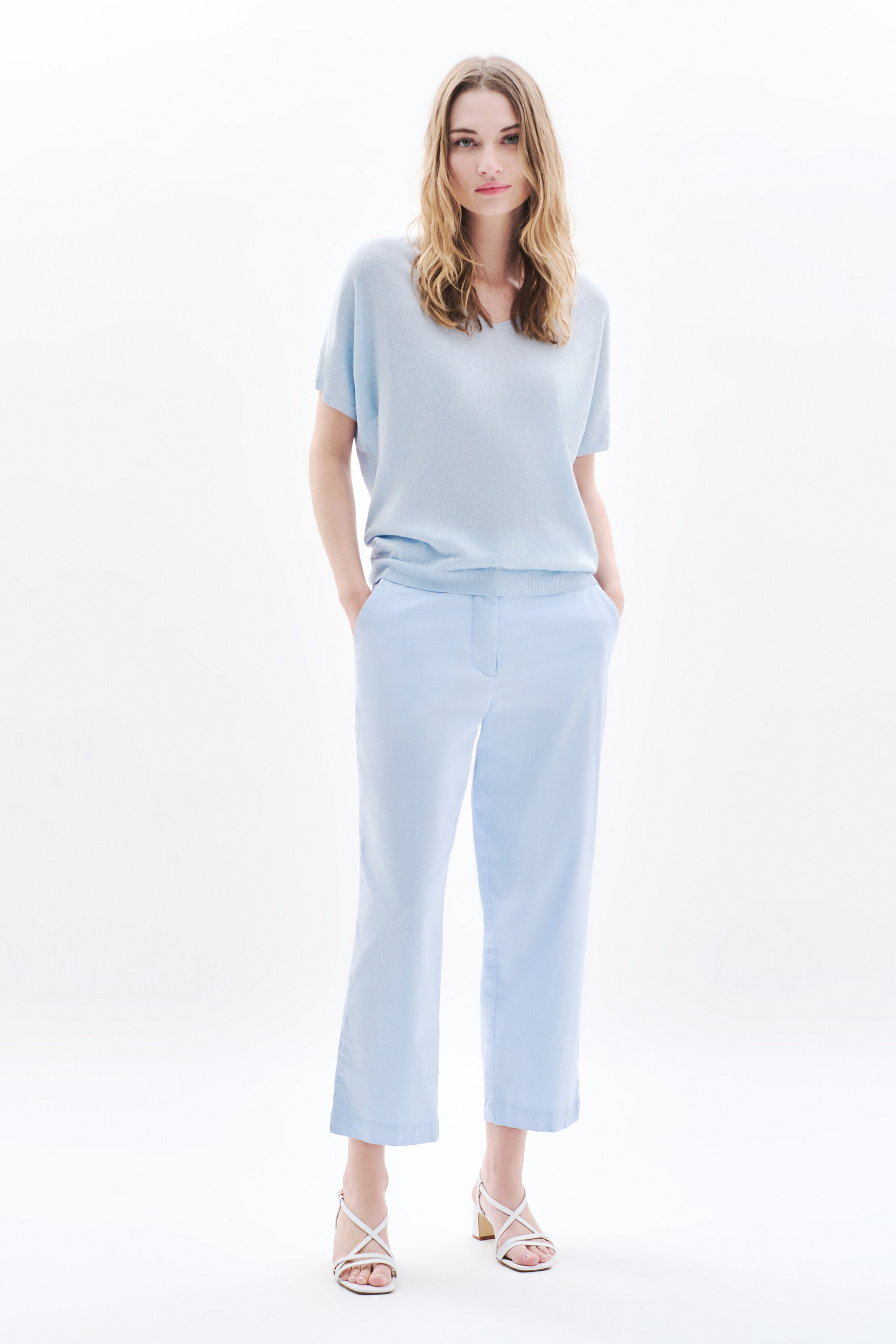 pantalon pedalo azul cielo mujer Pantalón Pedalo azul cielo mujer