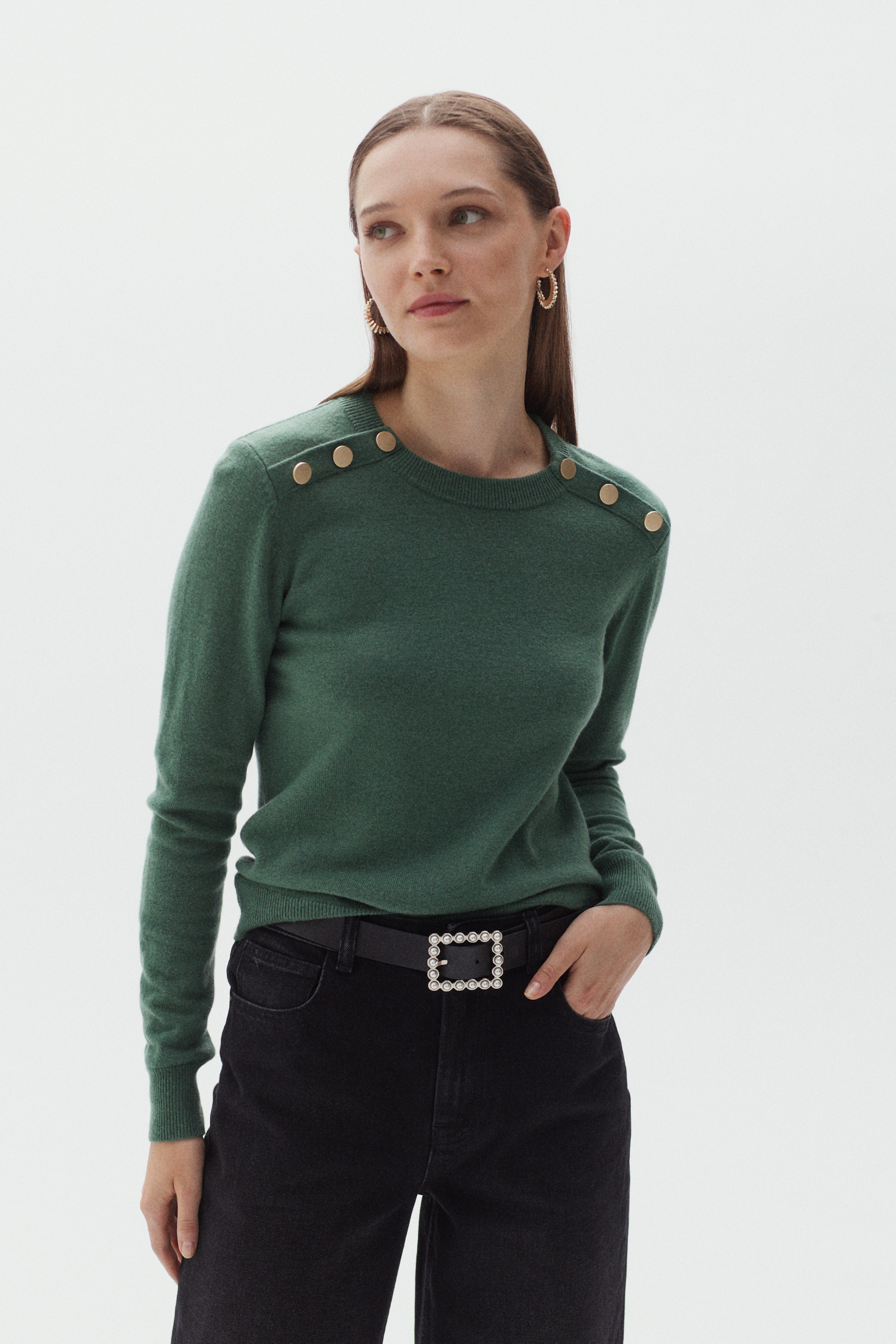 pull romuald 100% laine vert clair femme