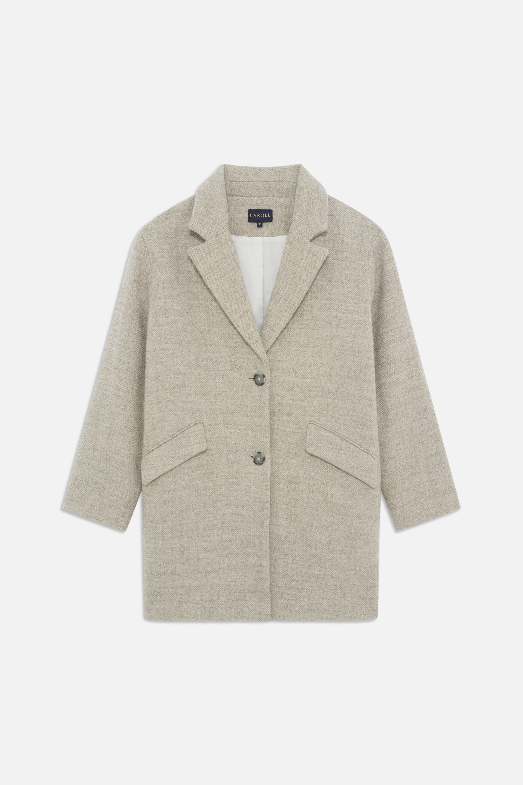 Manteau Gbrillant 100% laine gris foncé femme