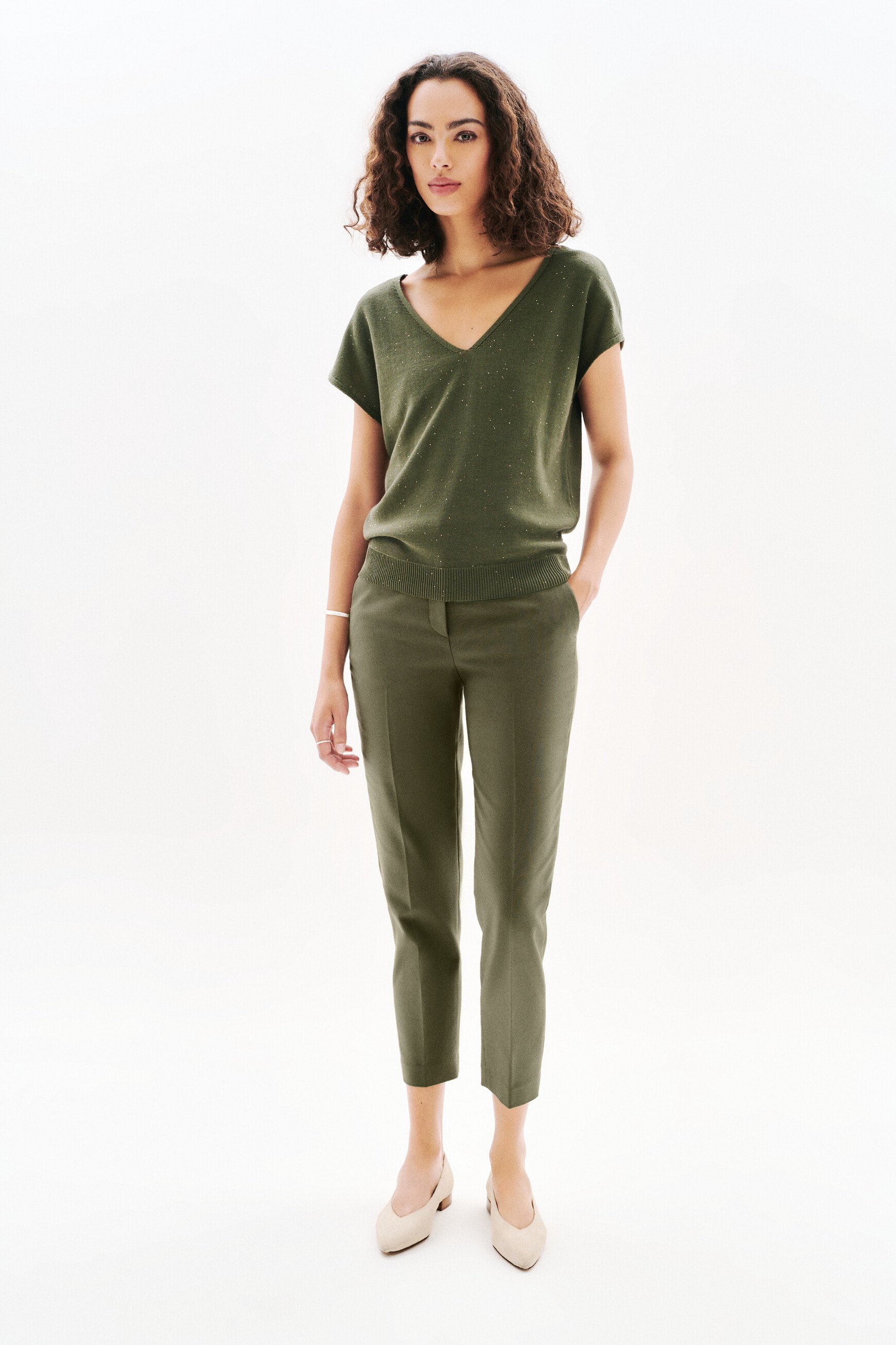 pantalon psidiko2 vert kaki femme Pantalon psidiko2 vert kaki femme