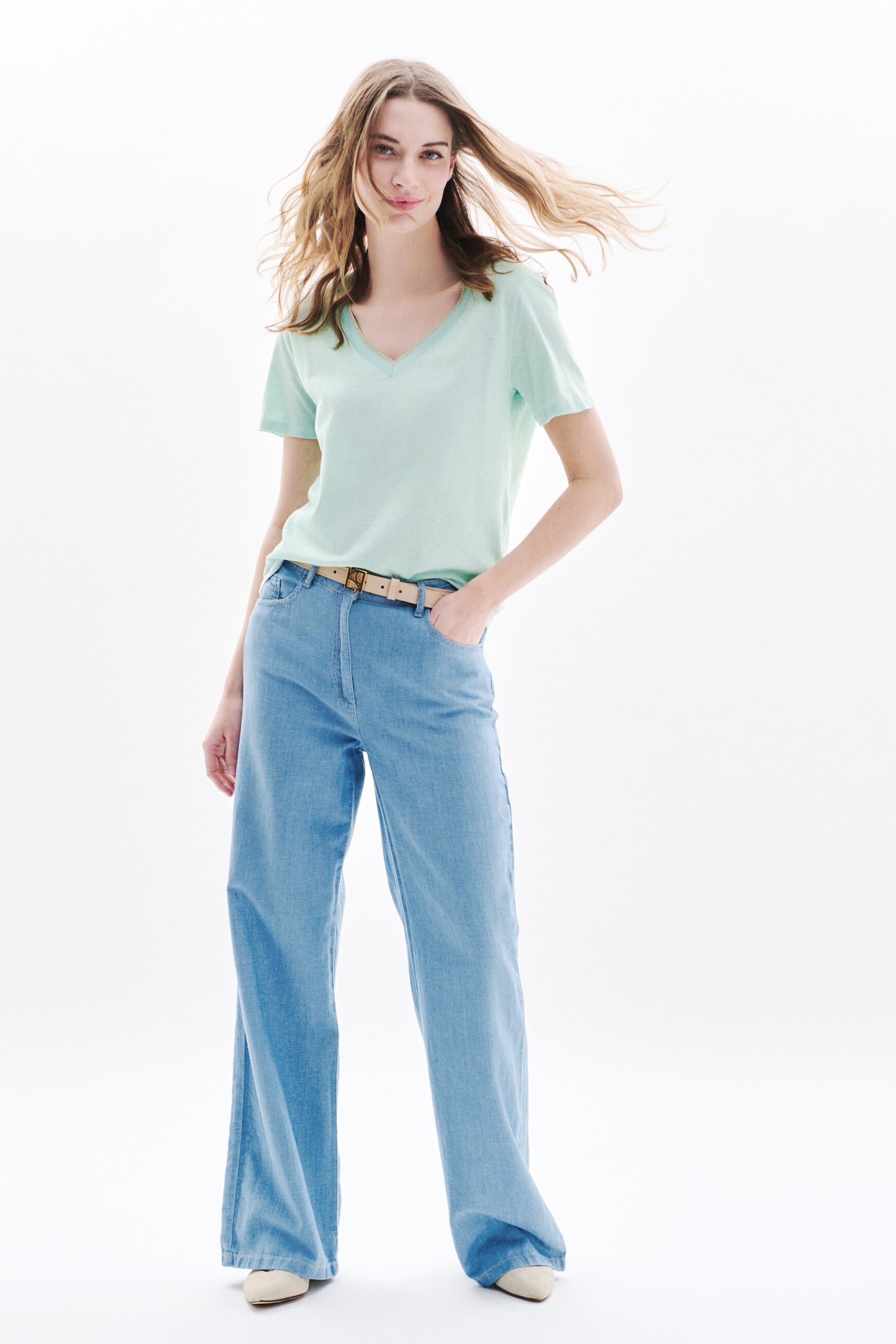 T-shirt Jin vert clair femme