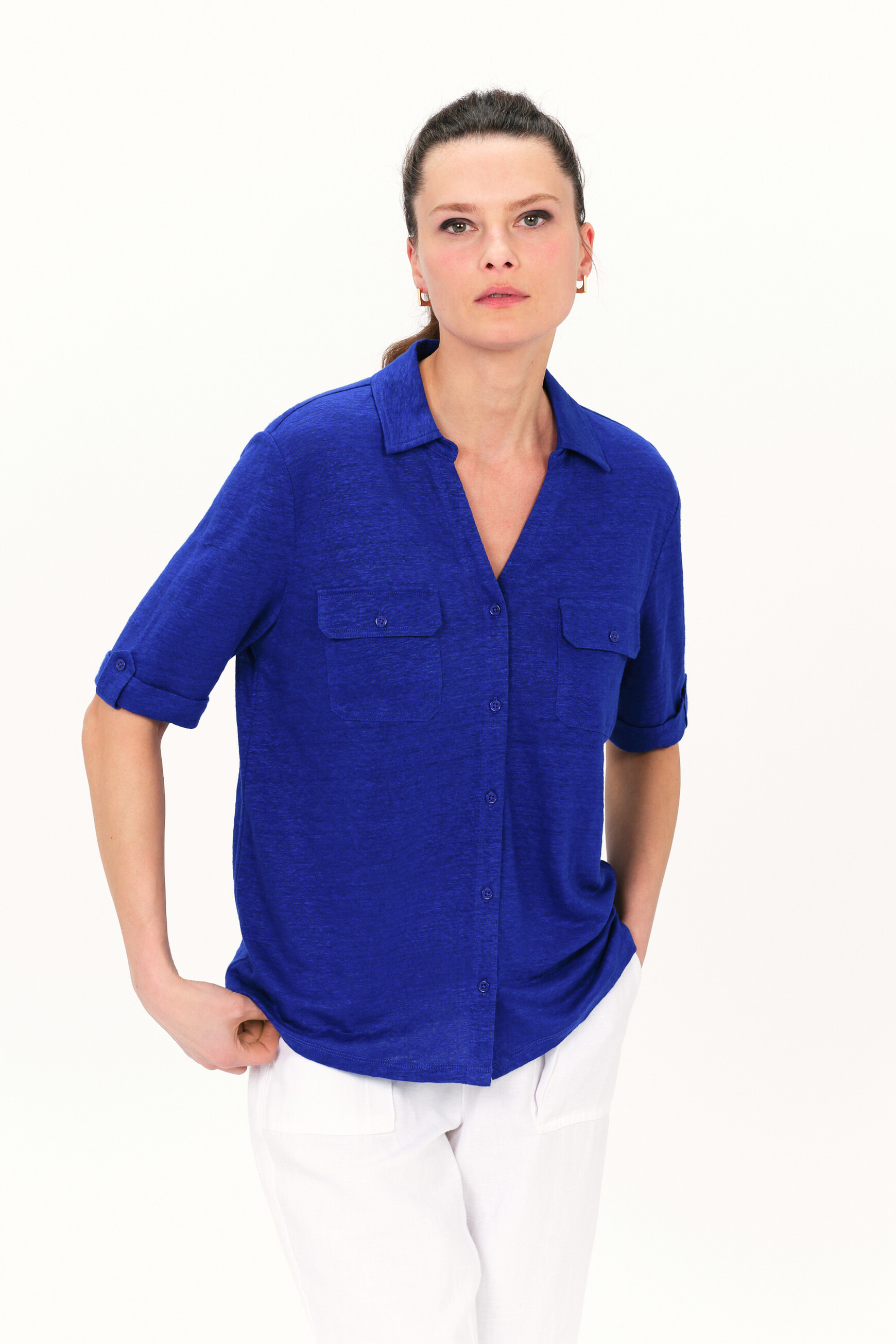 camicia estela 100 lino turchese donna Camicia Estela 100% lino turchese donna