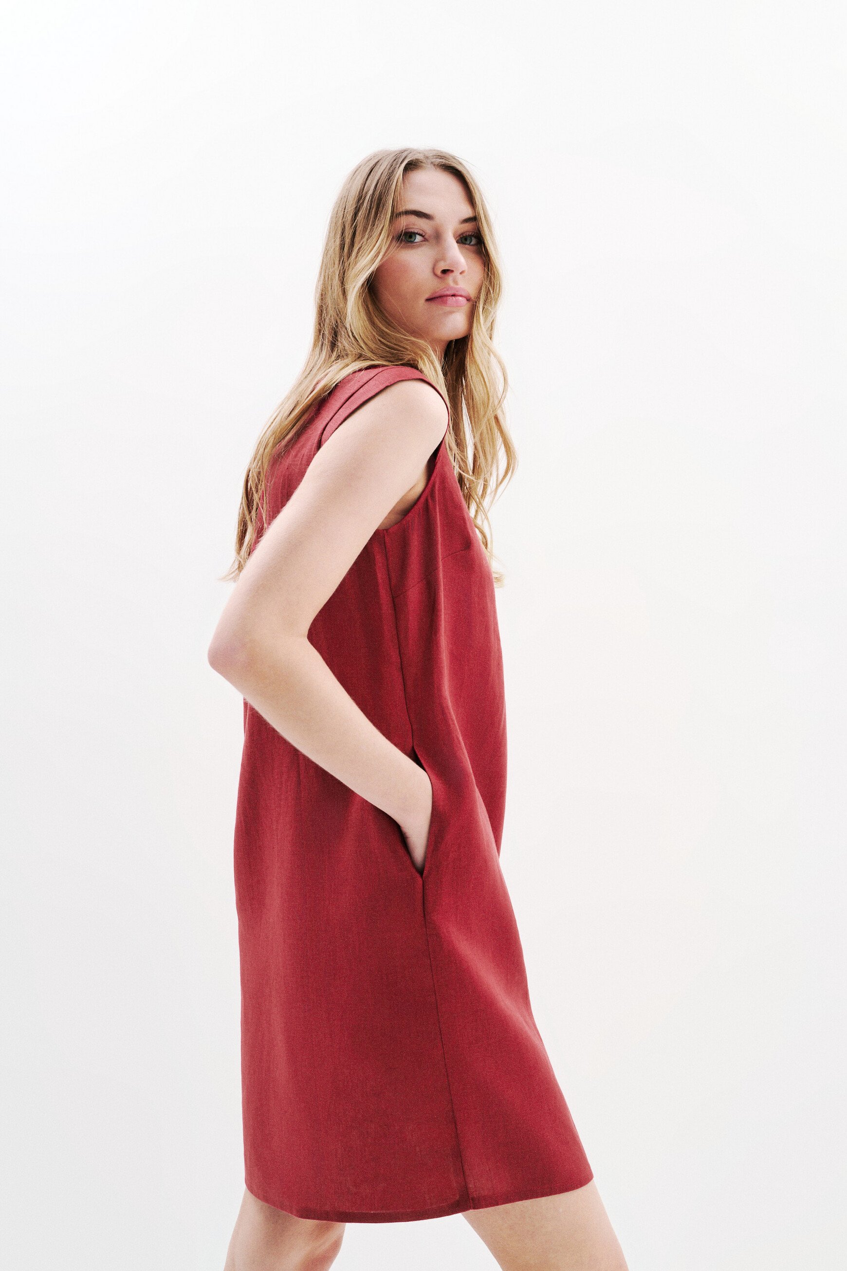 robe pamela 100 lin bordeaux femme robe pamela 100% lin bordeaux femme
