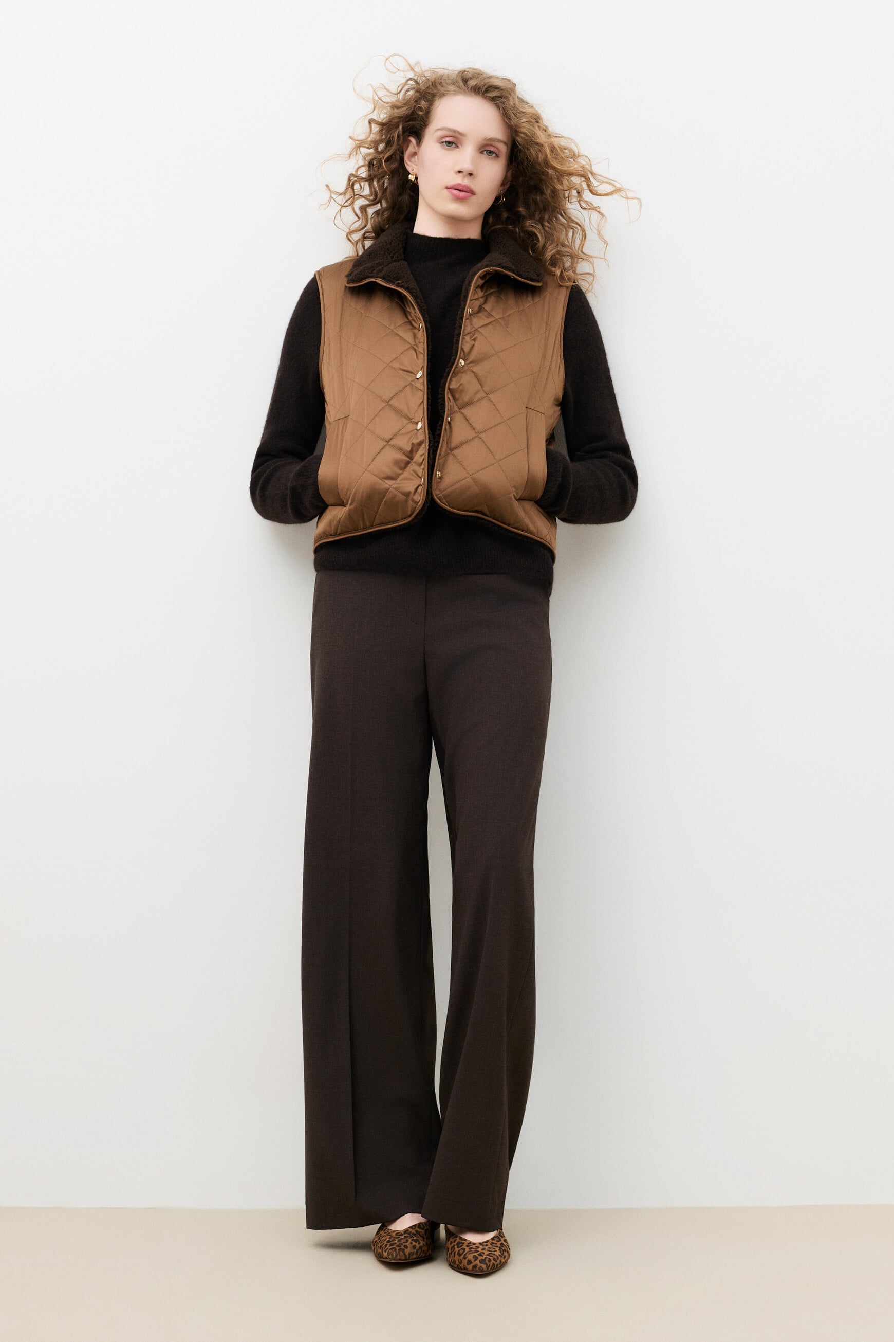 Gamber puffer jacket dark brown woman