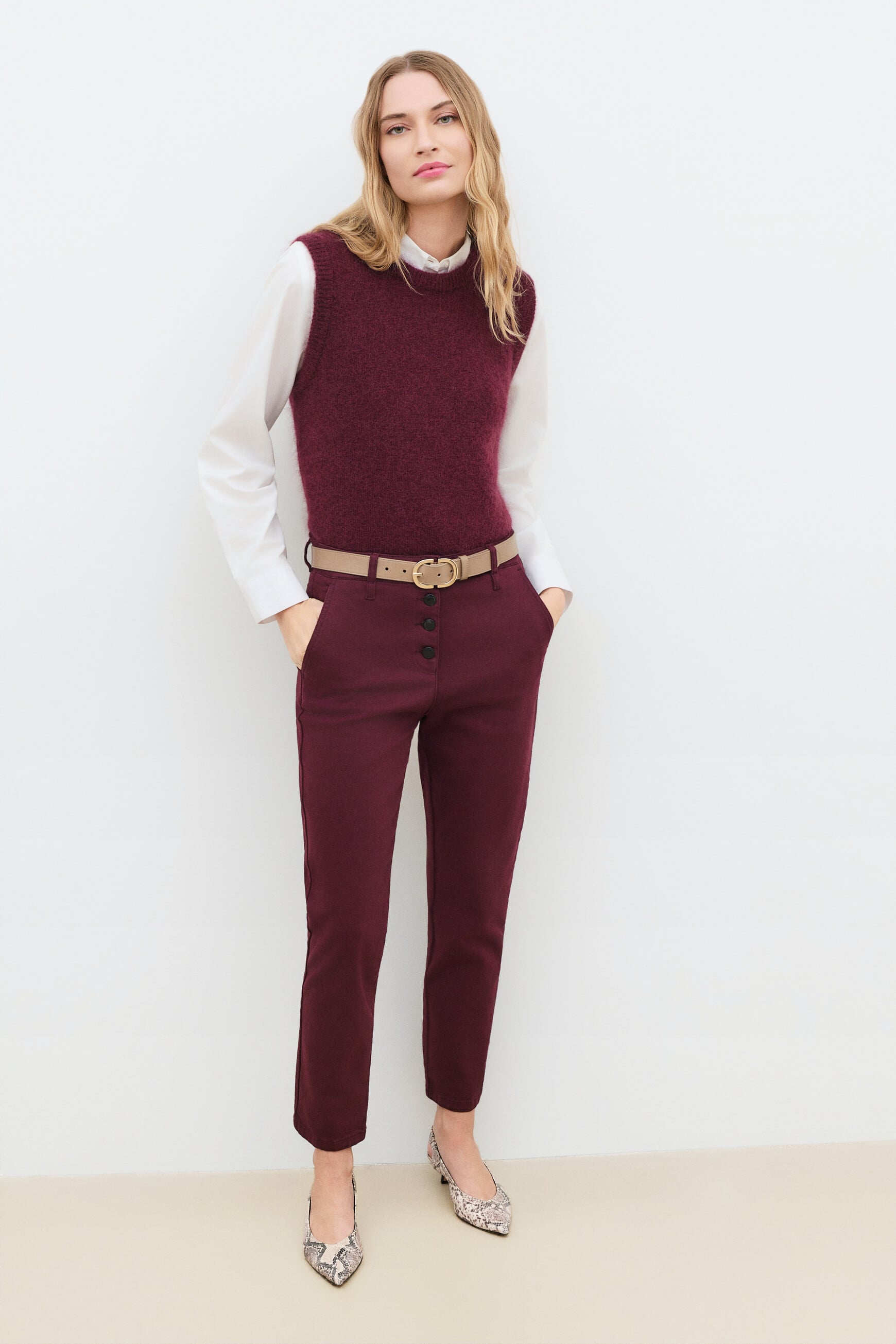 Trousers Pbobby burgundy woman