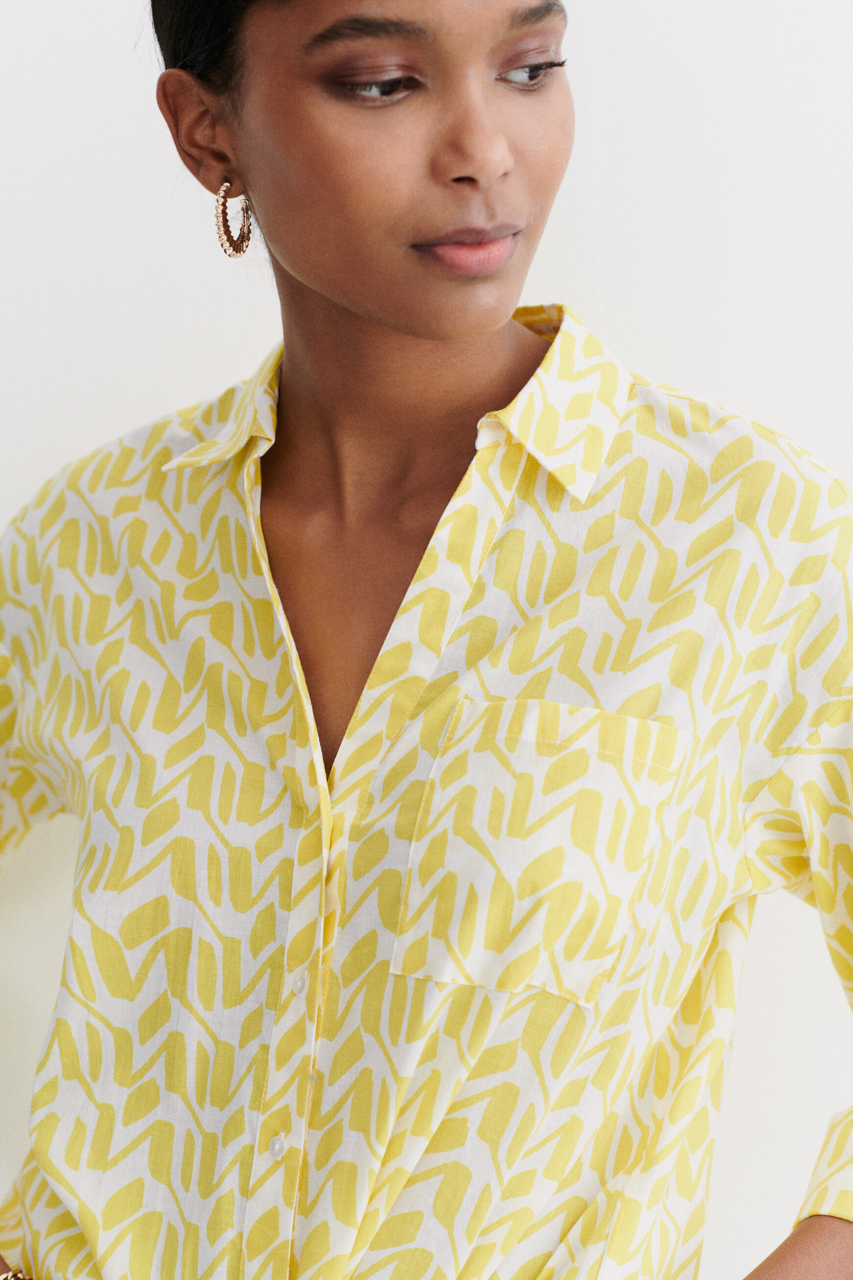 chemise florentine a motifs jaune or femme Chemise Florentine à motifs jaune or femme