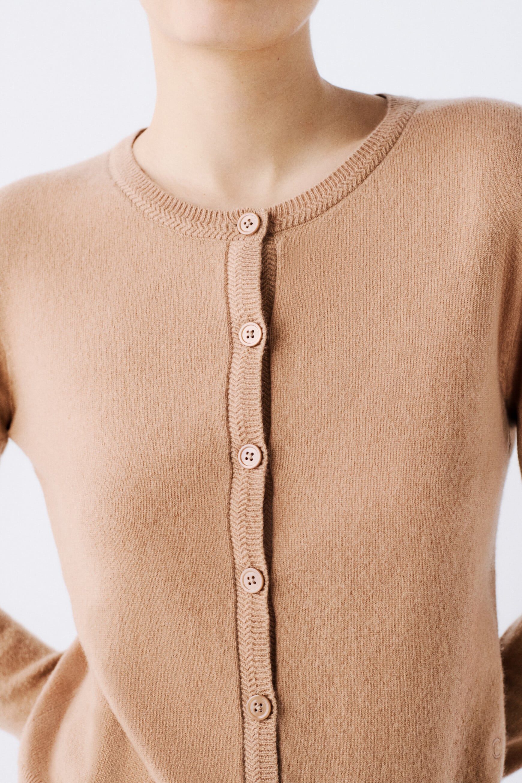 mcaroline 100% cashmere cardigan camel woman