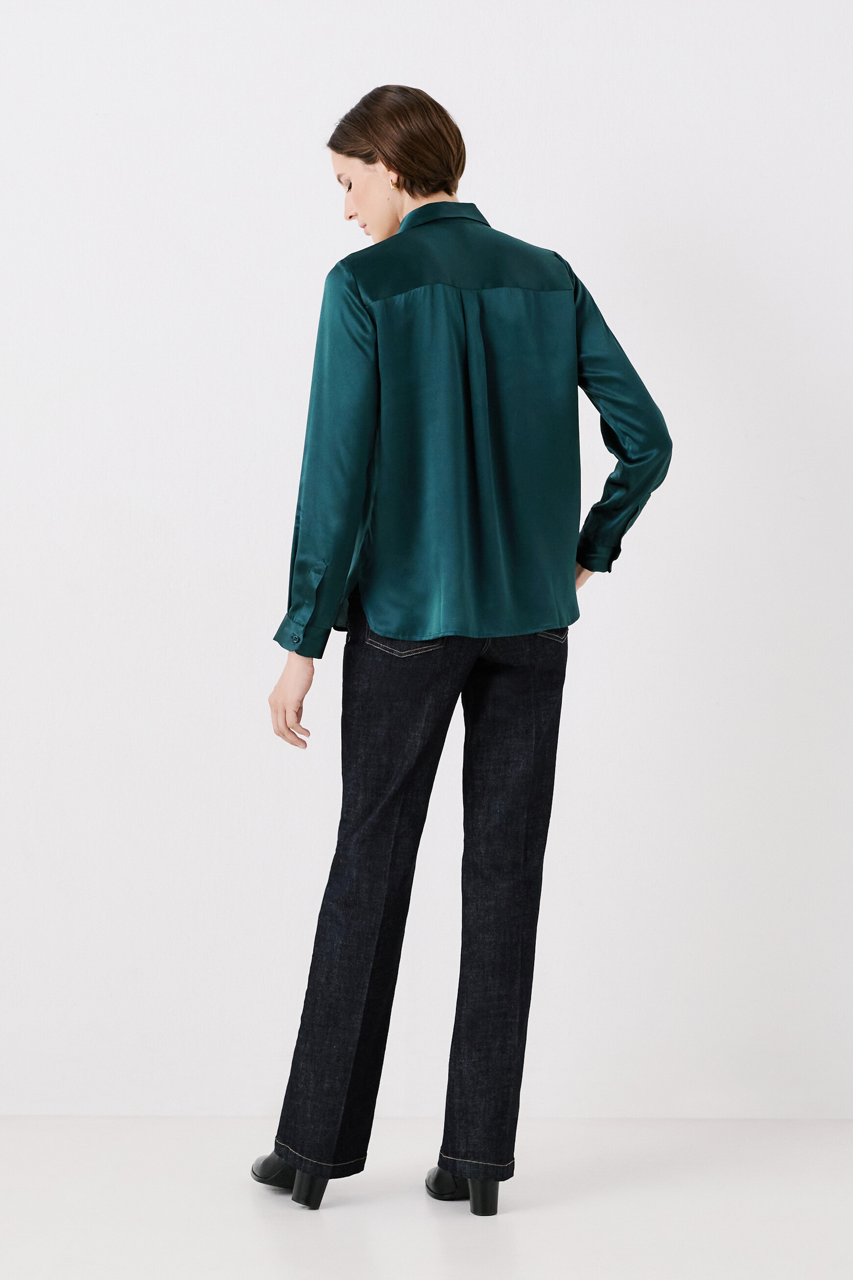 Cjamie1 100% silk shirt teal woman