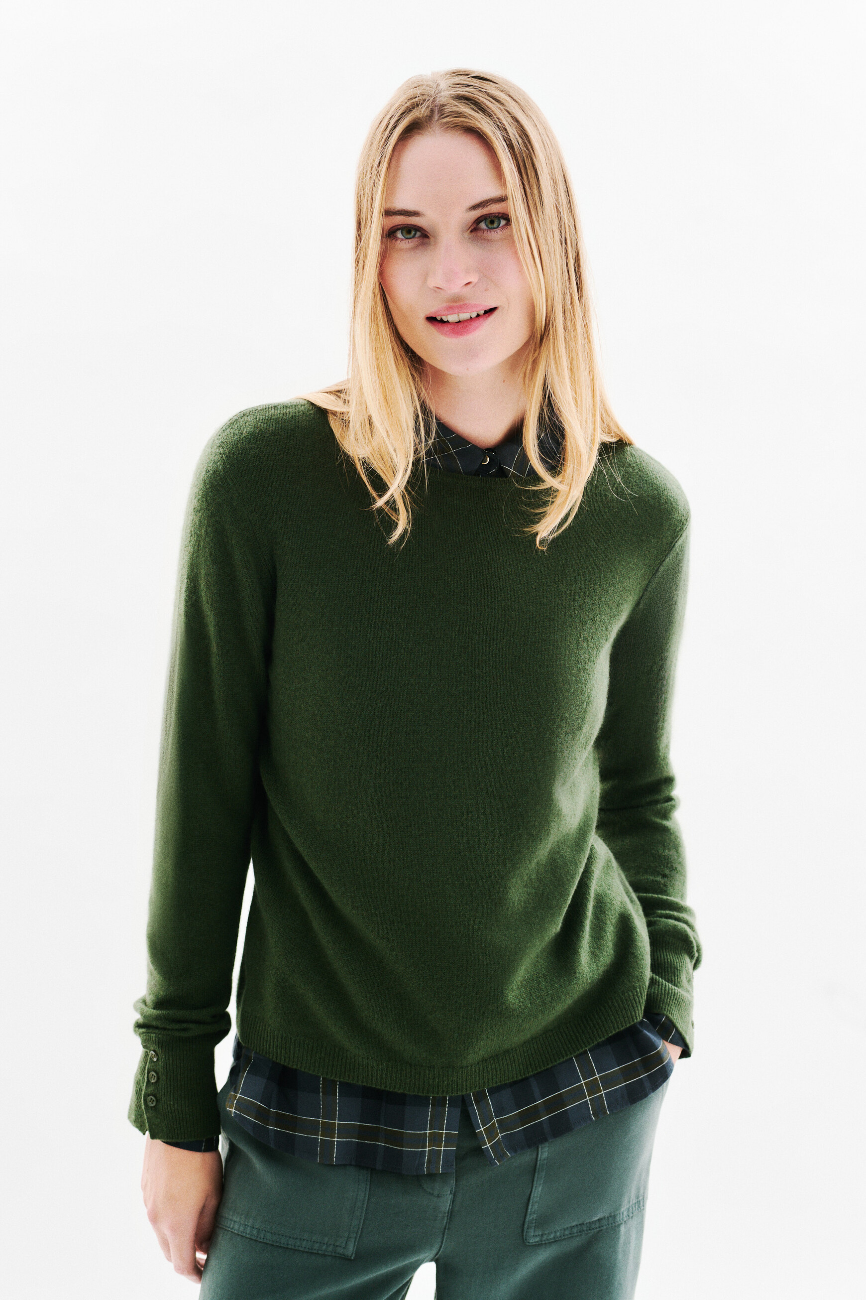 Mzoan 100% cashmere sweater khaki green woman