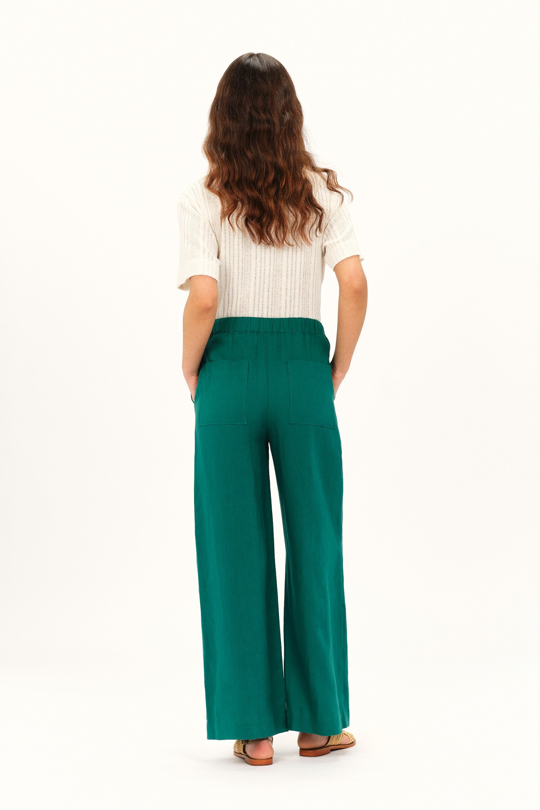 pantalon pandi 100 lin vert emeraude femme Pantalon pandi 100% lin vert emeraude femme