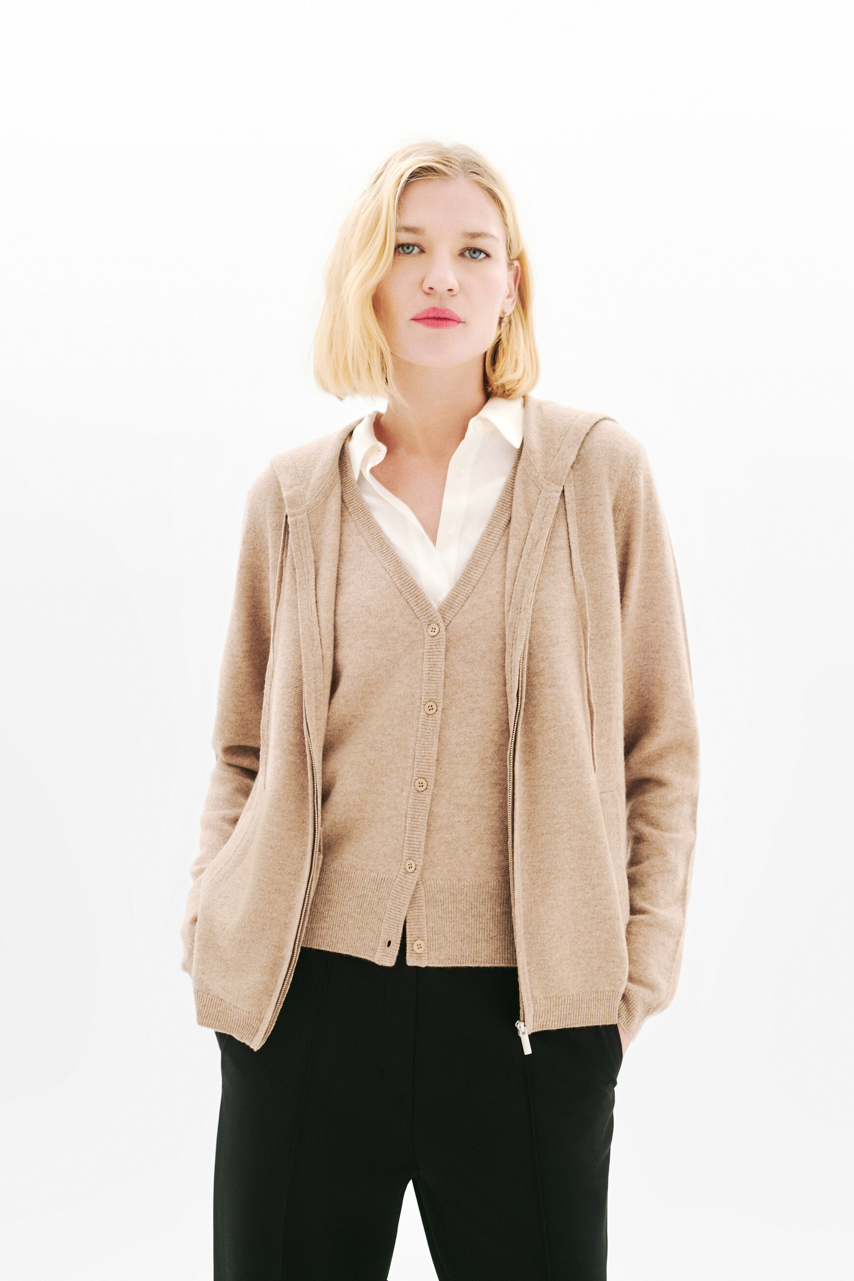 Cardigan Basila marrone chiaro donna