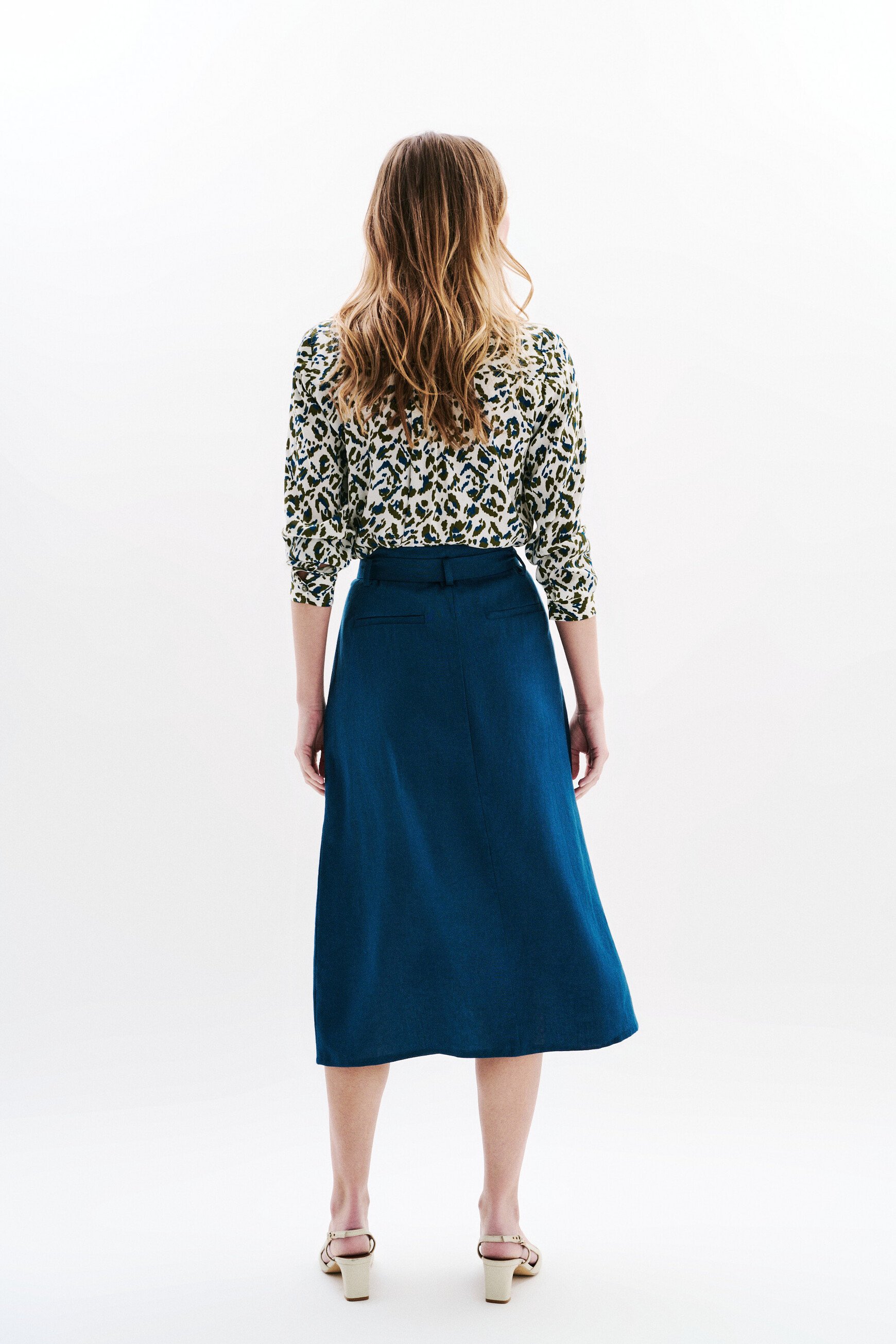 jupe agnes 100 lin bleu femme jupe agnes 100% lin bleu femme