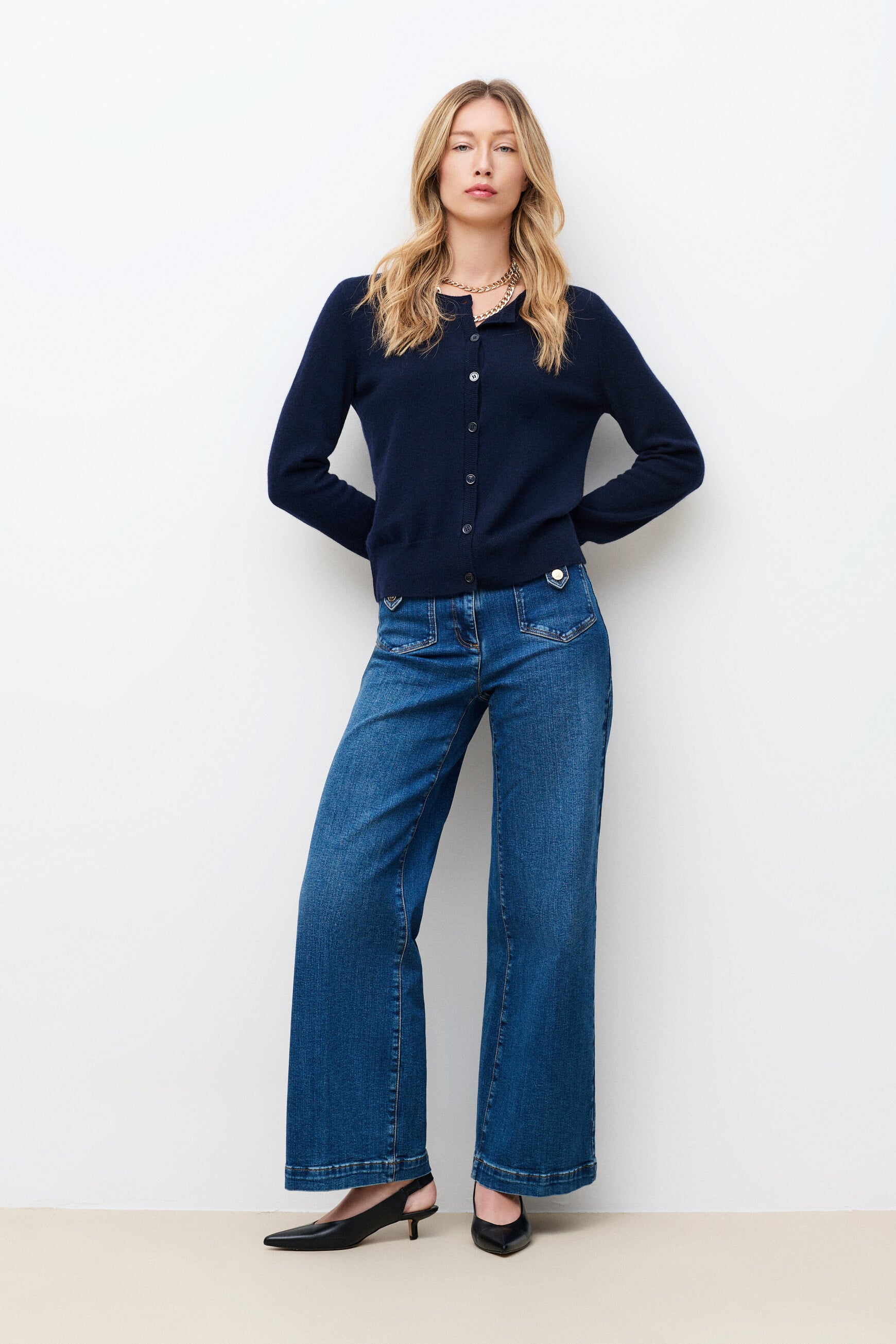 mcaroline 100% cashmere cardigan navy blue woman