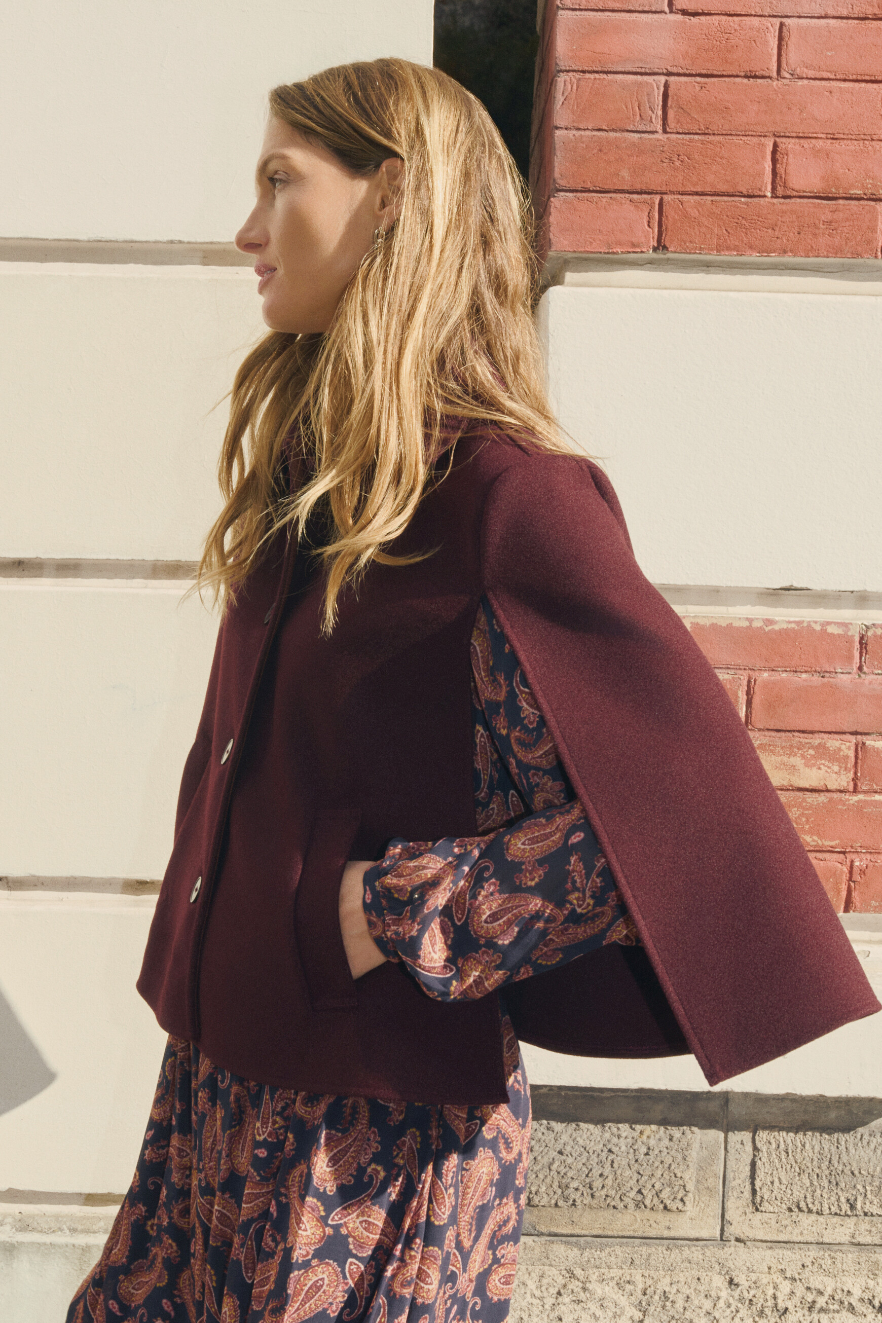 Hacap poncho burgundy woman