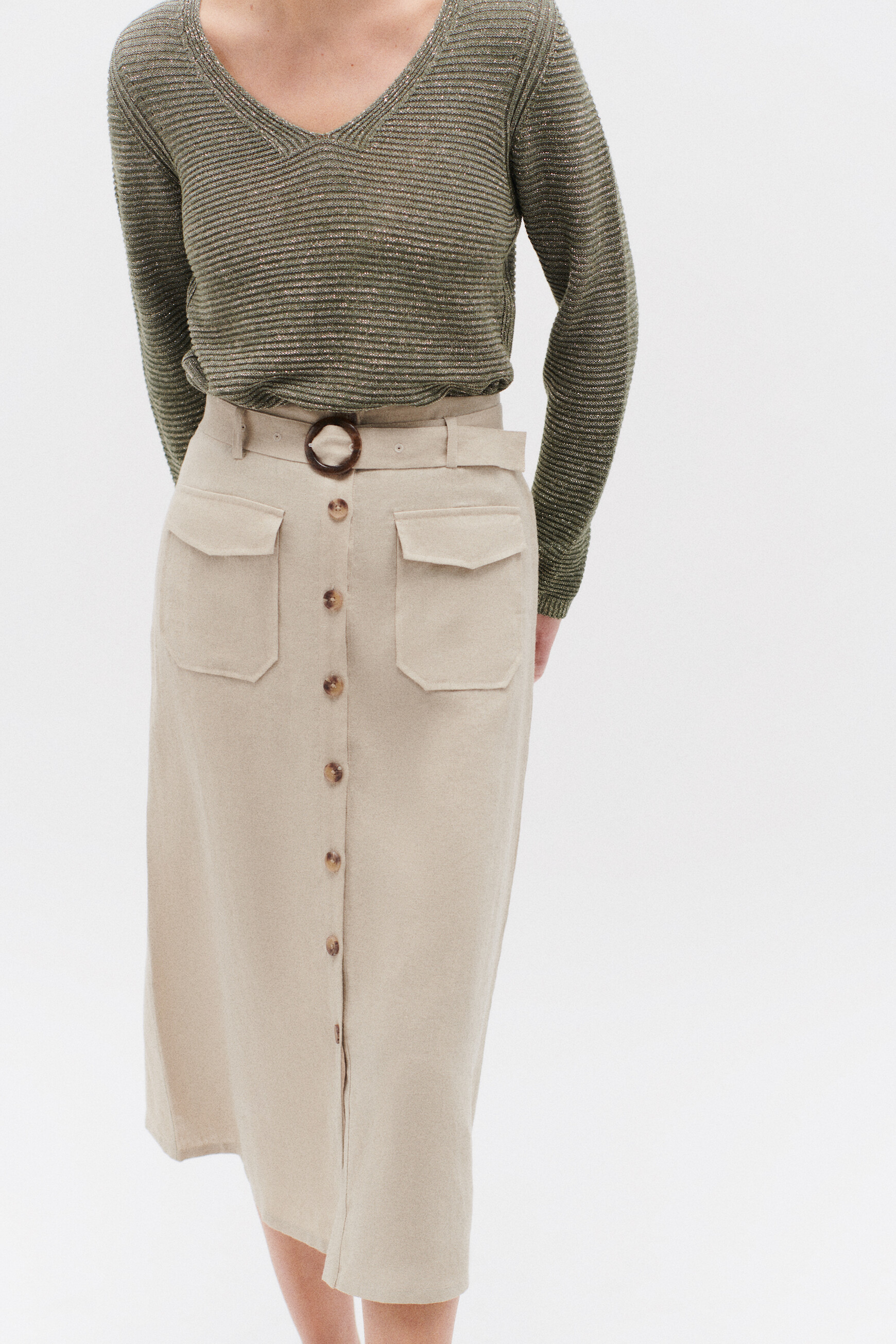 jupe agnes 100 lin taupe femme jupe agnes 100% lin taupe femme