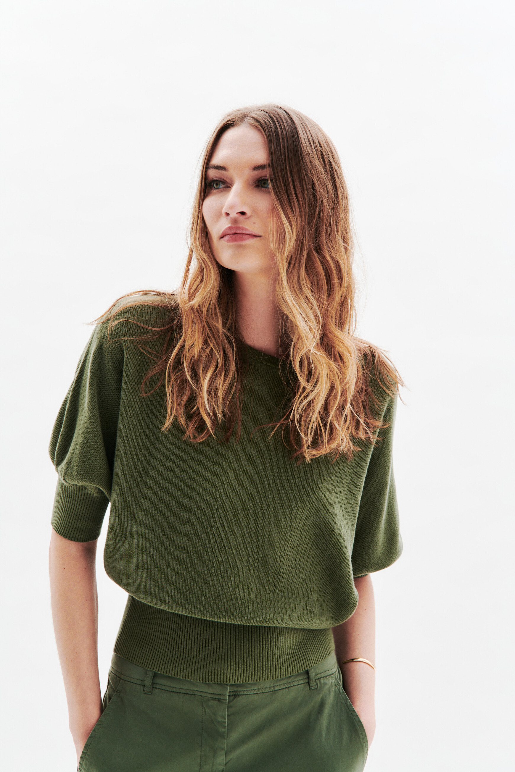 Joan oversized sweater khaki green woman