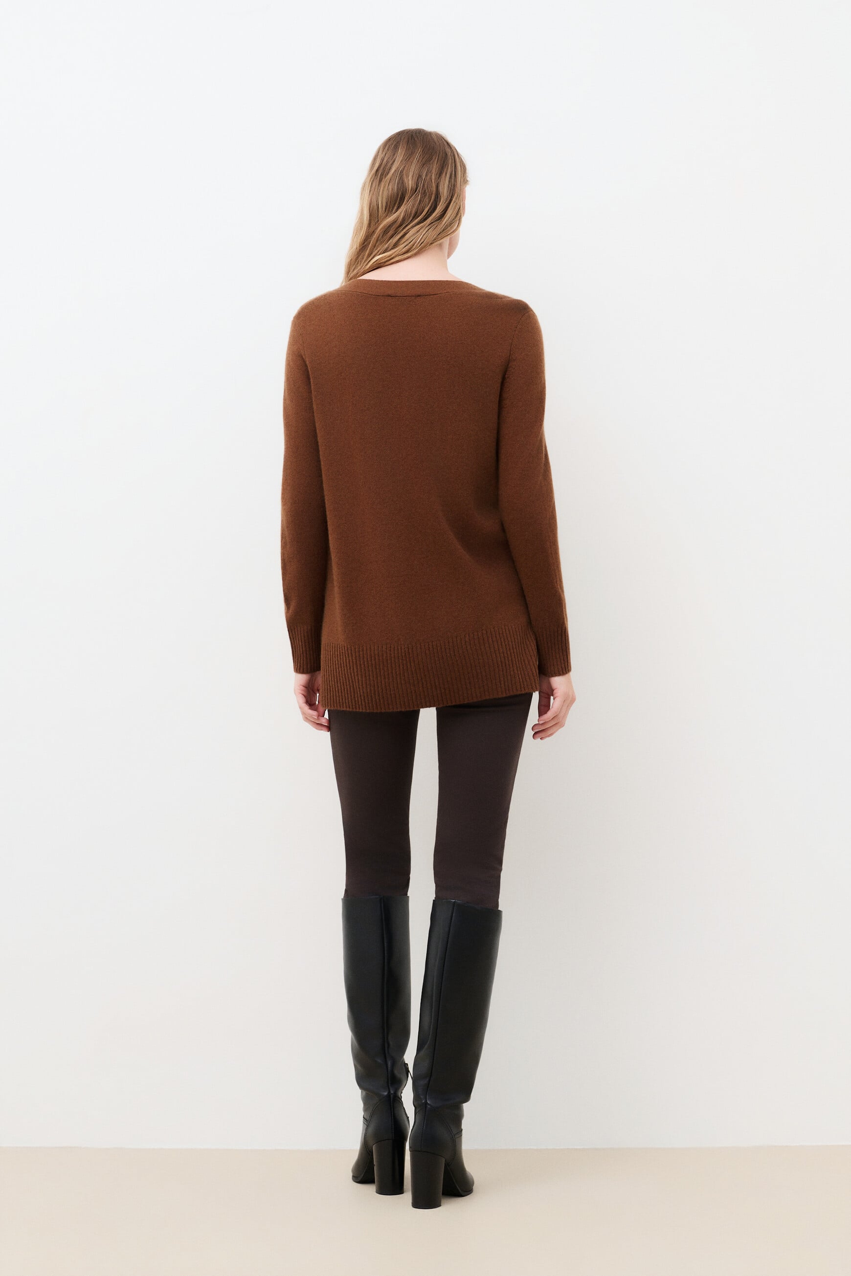 Mfrank sweater 100% cashmere cognac brown woman