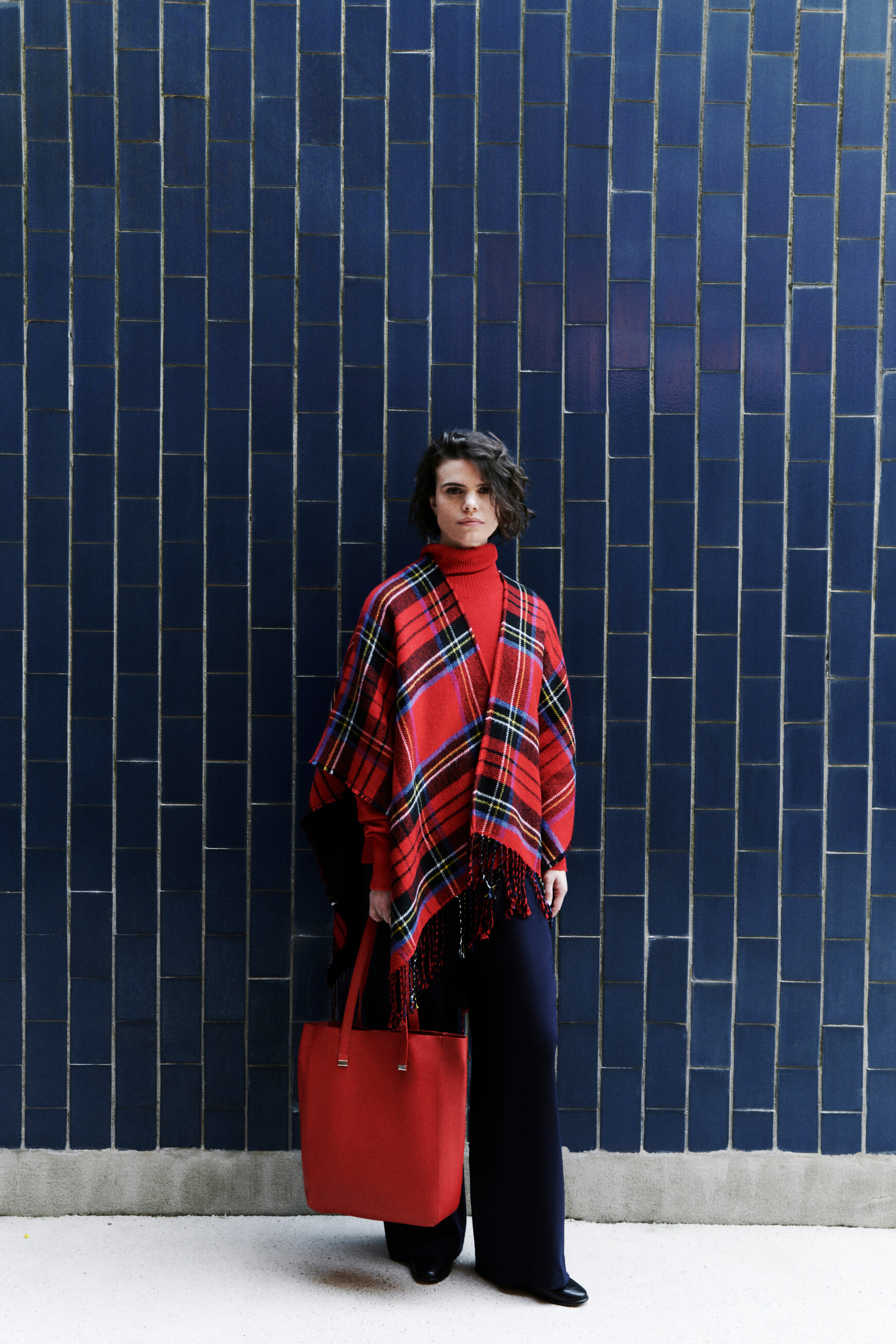 Poncho hadict rouge femme