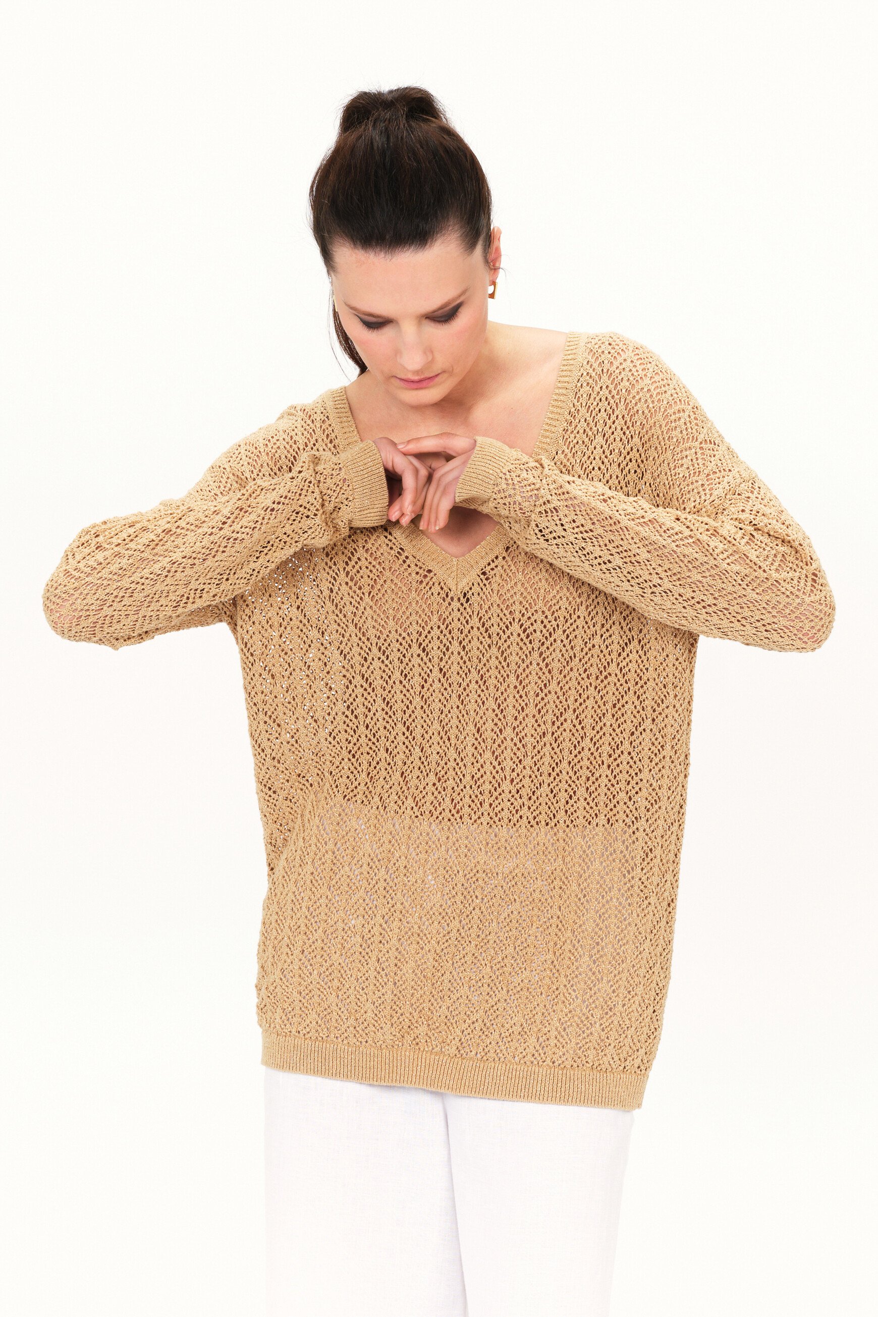 Pull menzo couleur or femme