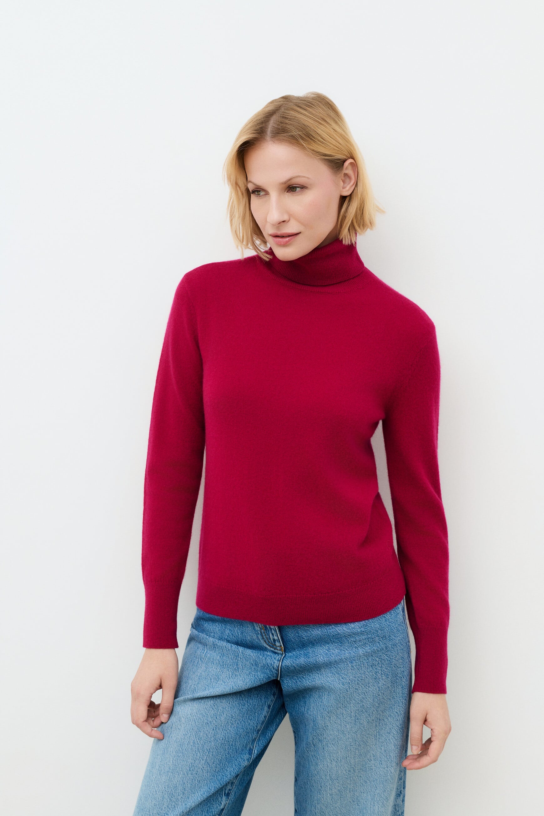 Maglione dylan b 100% cashmere rosa lampone donna