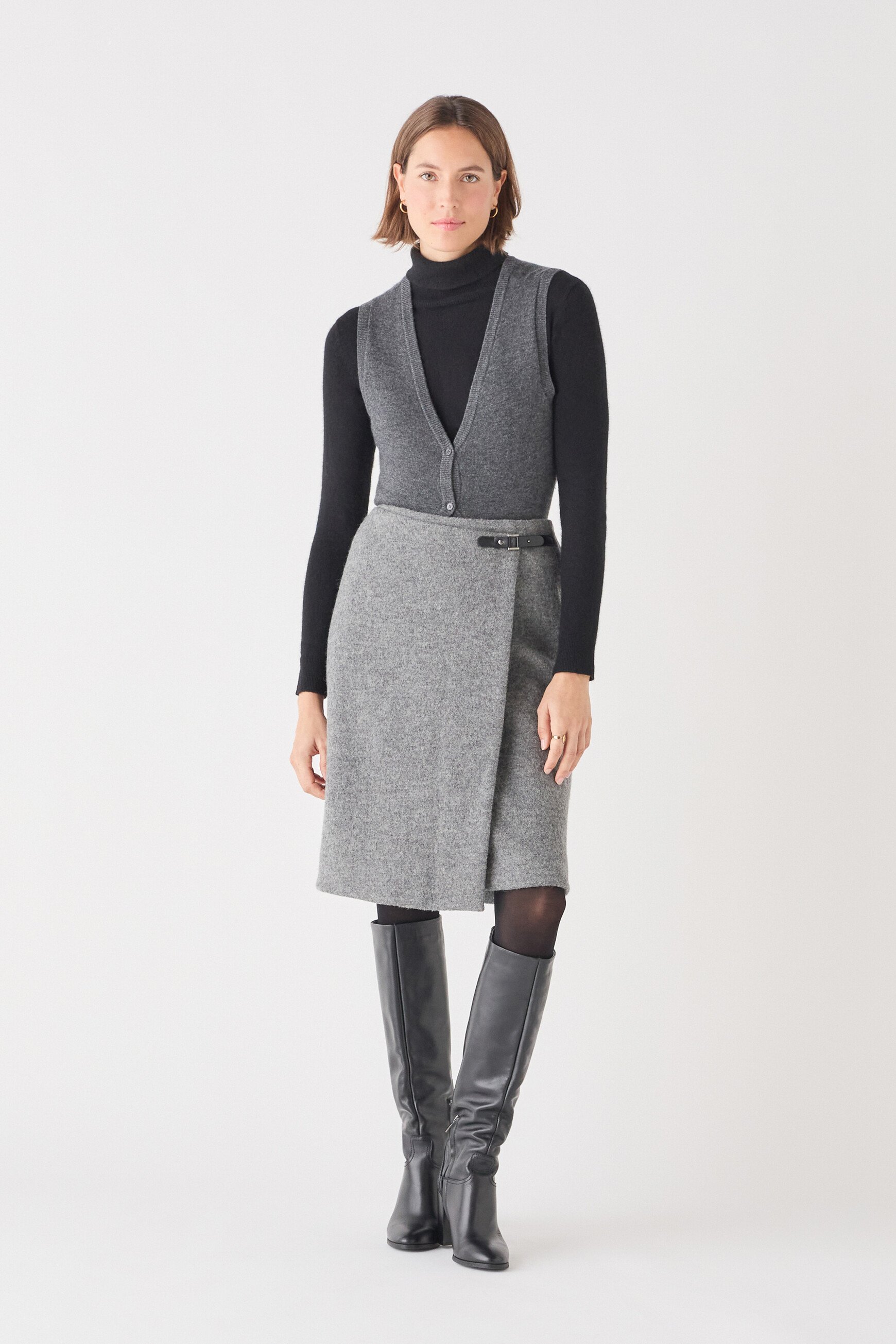 jupe juliana 100 laine gris femme Jupe Juliana 100% laine gris femme