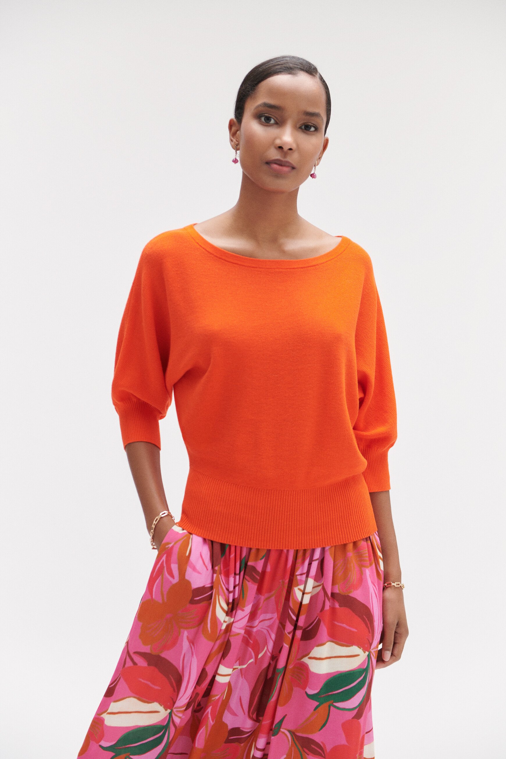 pull joan oversize orange femme Pull joan oversize orange femme