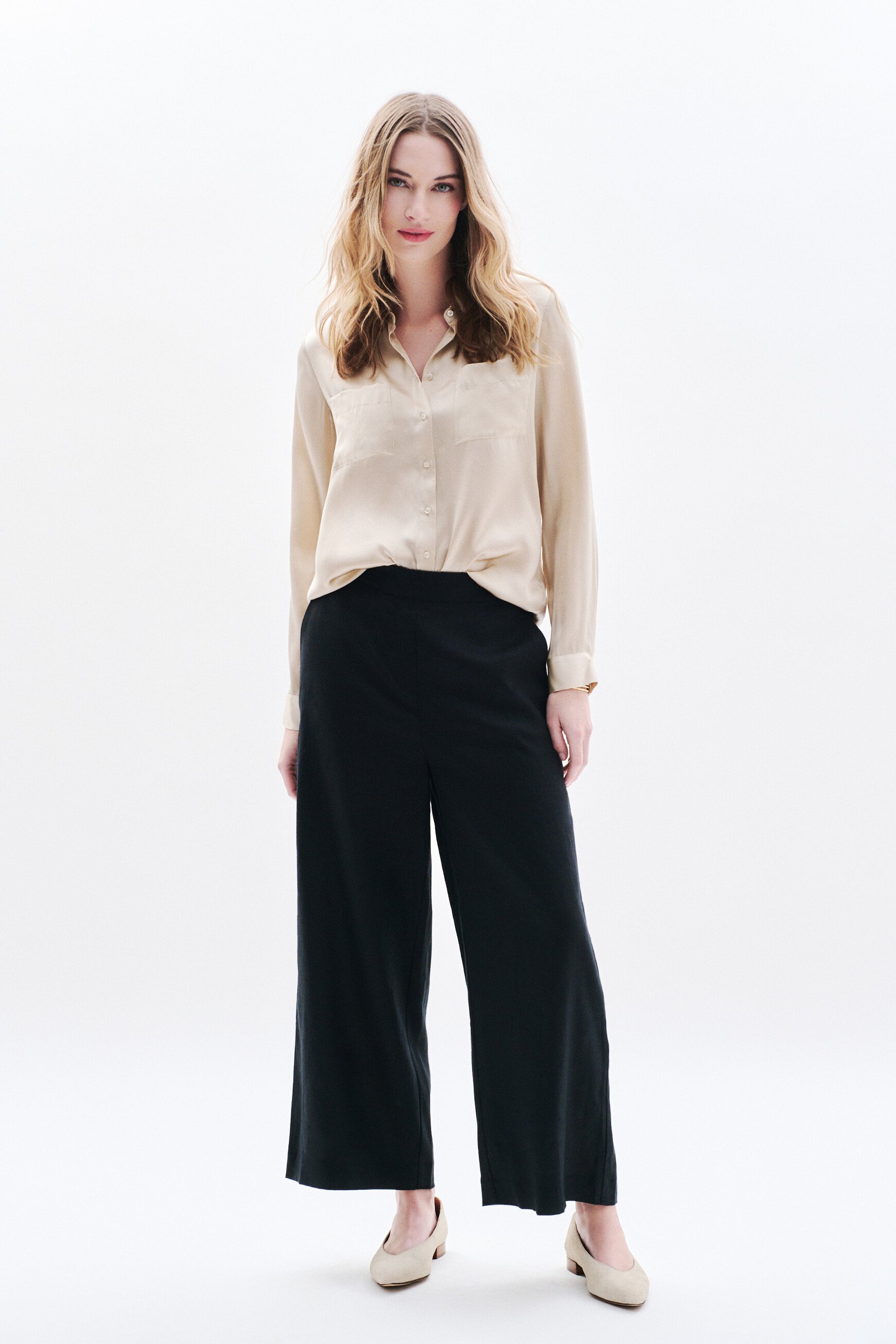 pantalon pandi 100 lino negro mujer Pantalón Pandi 100% lino negro mujer