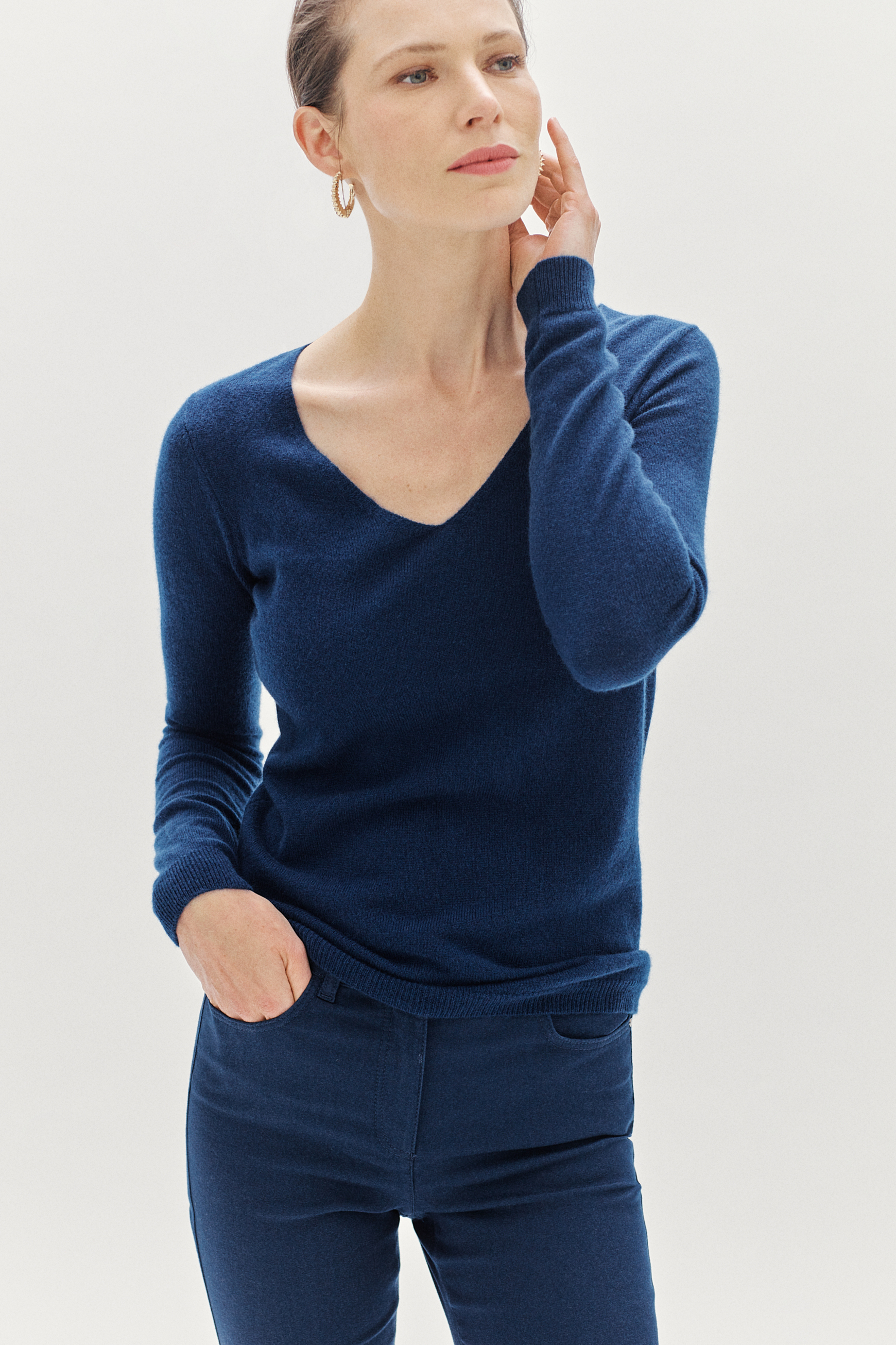 pull eva 100 cachemire bleu petrole femme pull eva 100% cachemire bleu petrole femme