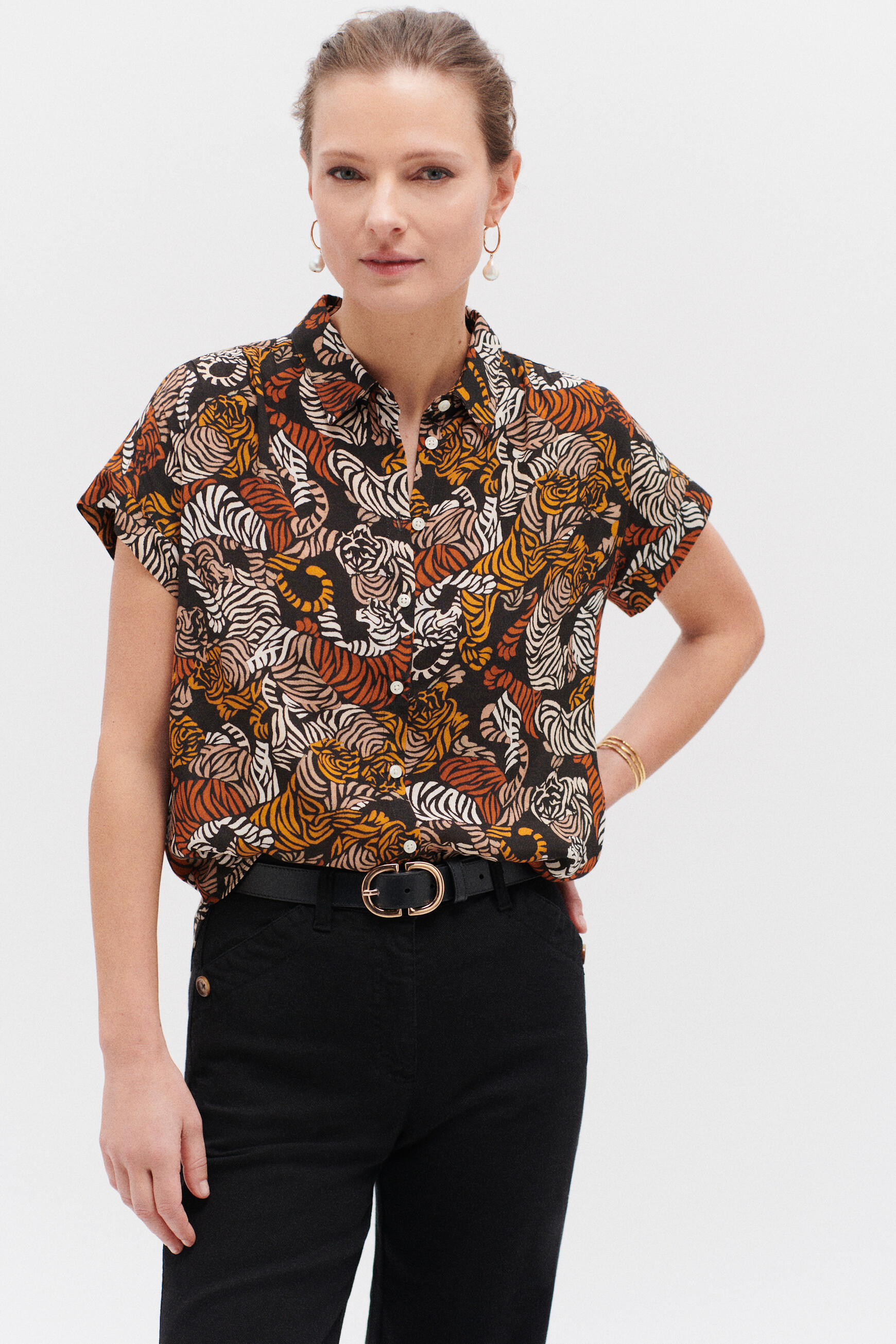 Camisa Tigre marrón oscuro