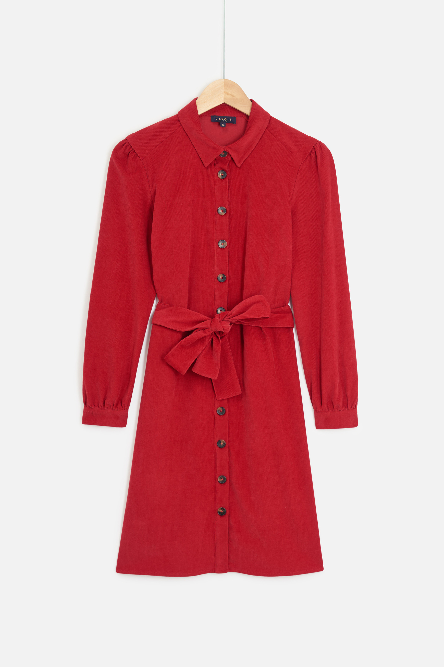 robe chemise en velours milleraies rouge femme Robe chemise en velours milleraies. rouge femme