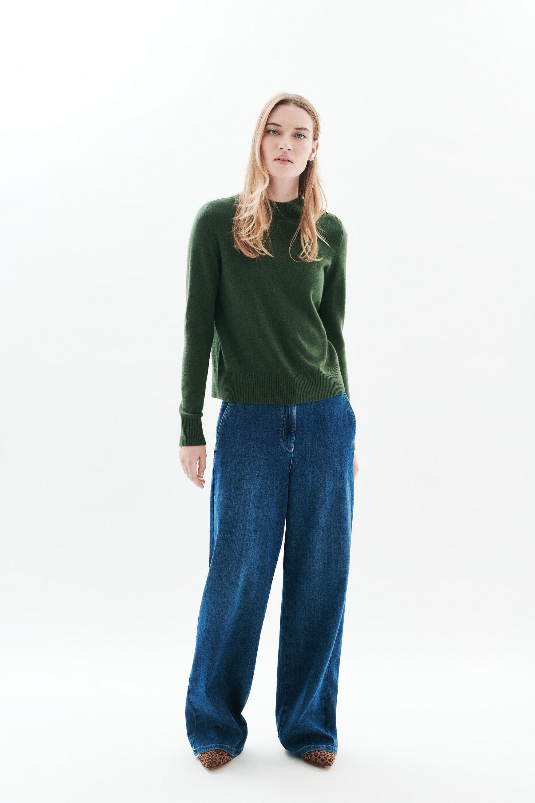 Pull Mtrudy 100% cachemire vert kaki femme